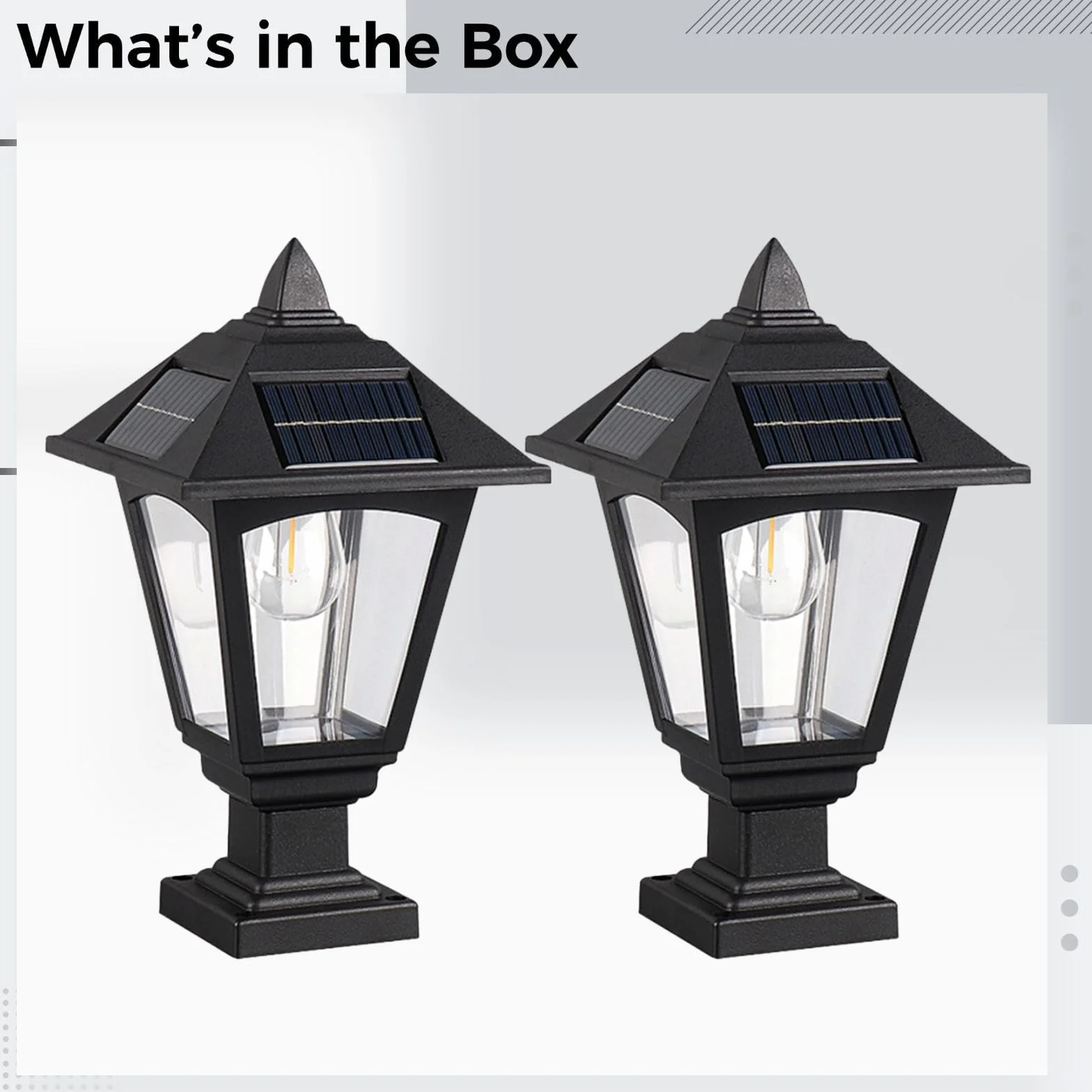 Solarne lampy słupkowe, 2 szt., 30 cm, 3000 K, ciepłe światło, bez okablowania, solarne lampy ogrodowe z podstawą montażową na molo do użytku na zewnątrz