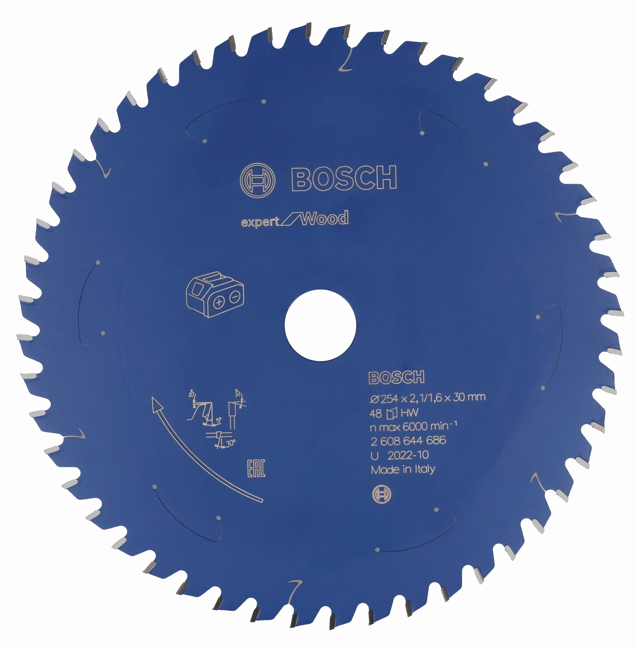Bosch Professional 1 x tarcza tarczowa Expert do drewna (Ø 254 x 2,1/1,6 x 30 mm, 48 zębów, akcesoria akumulatorowa piła tarczowa)