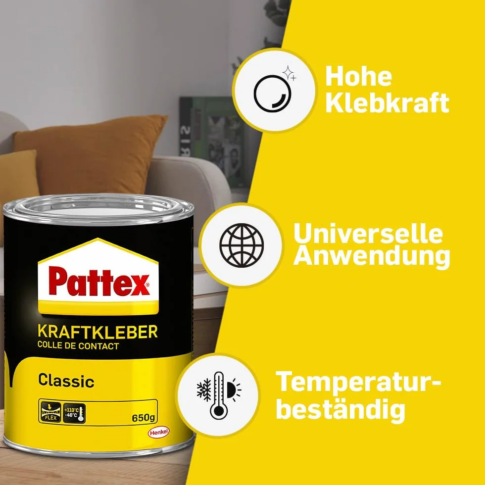 Pattex 1419337 "Classic" klej kontaktowy, czarny/żółty, 650 g