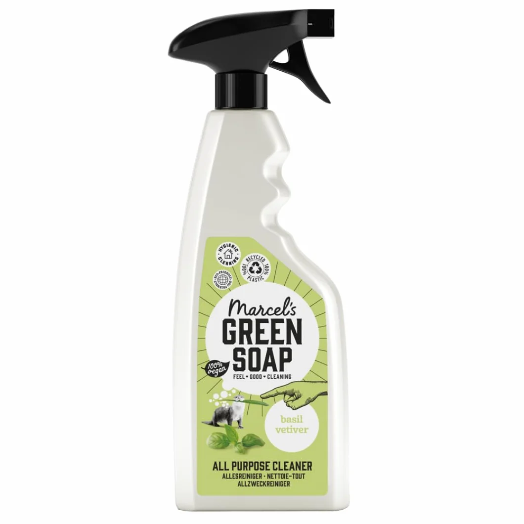 Marcel's Green Soap - Uniwersalny spray bazylia i wetiweria - spray czyszczący - przyjazny dla środowiska - wegański - 99% biodegradowalny - 500 ml