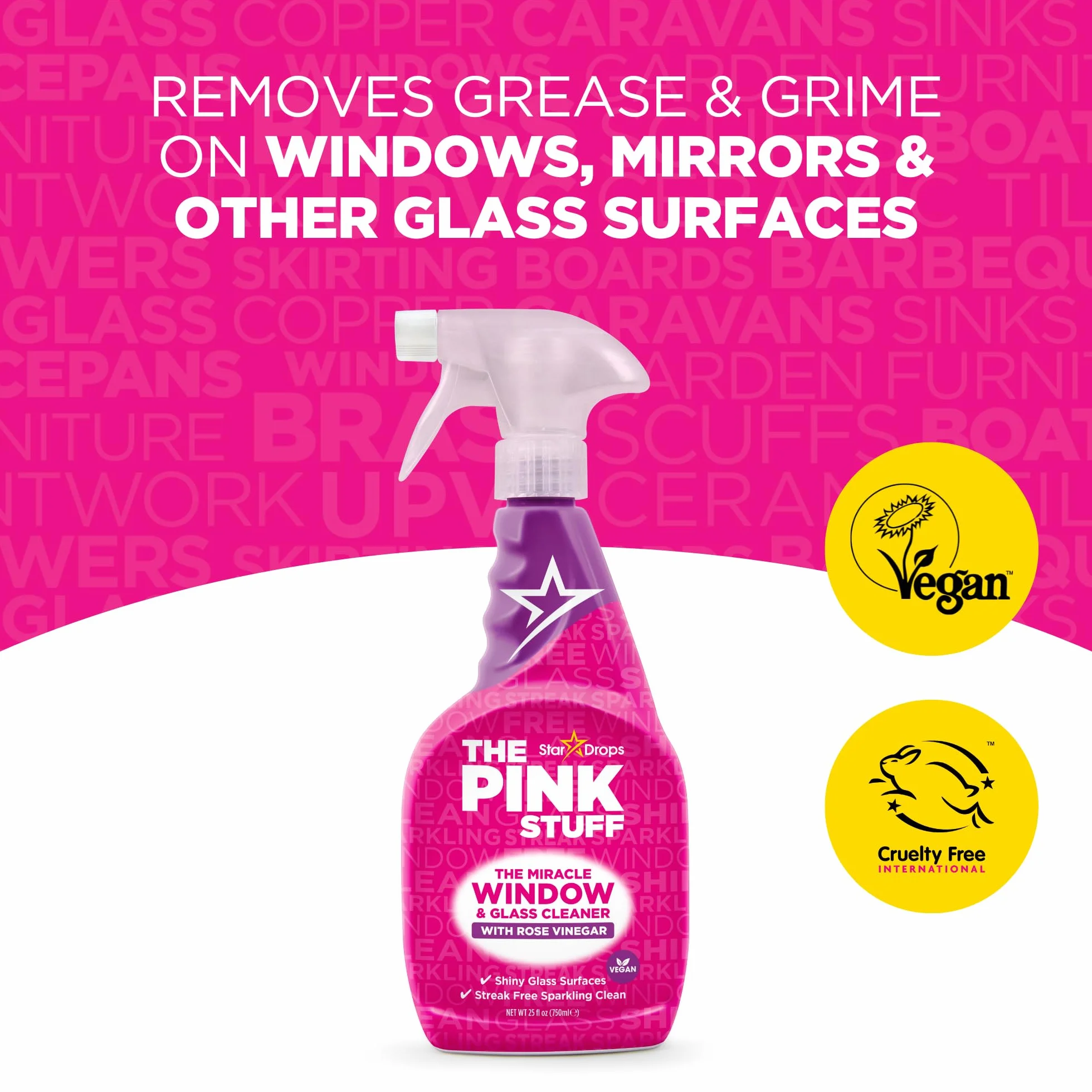 Środek do czyszczenia | okna i szyby | THE PINK STUFF | Glass Rose | Pojemność 750 ml |