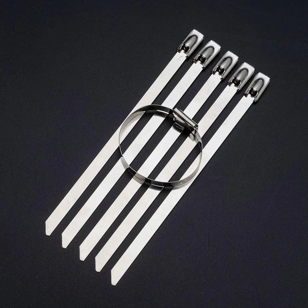Opaski kablowe ze stali nierdzewnej, opaski stalowe, 100 szt. opasek kablowych ze stali nierdzewnej 304, samoblokująca opaska kablowa o grubości 4,6 mm Uniwersalne metalowe opaski zaciskowe do wydechu