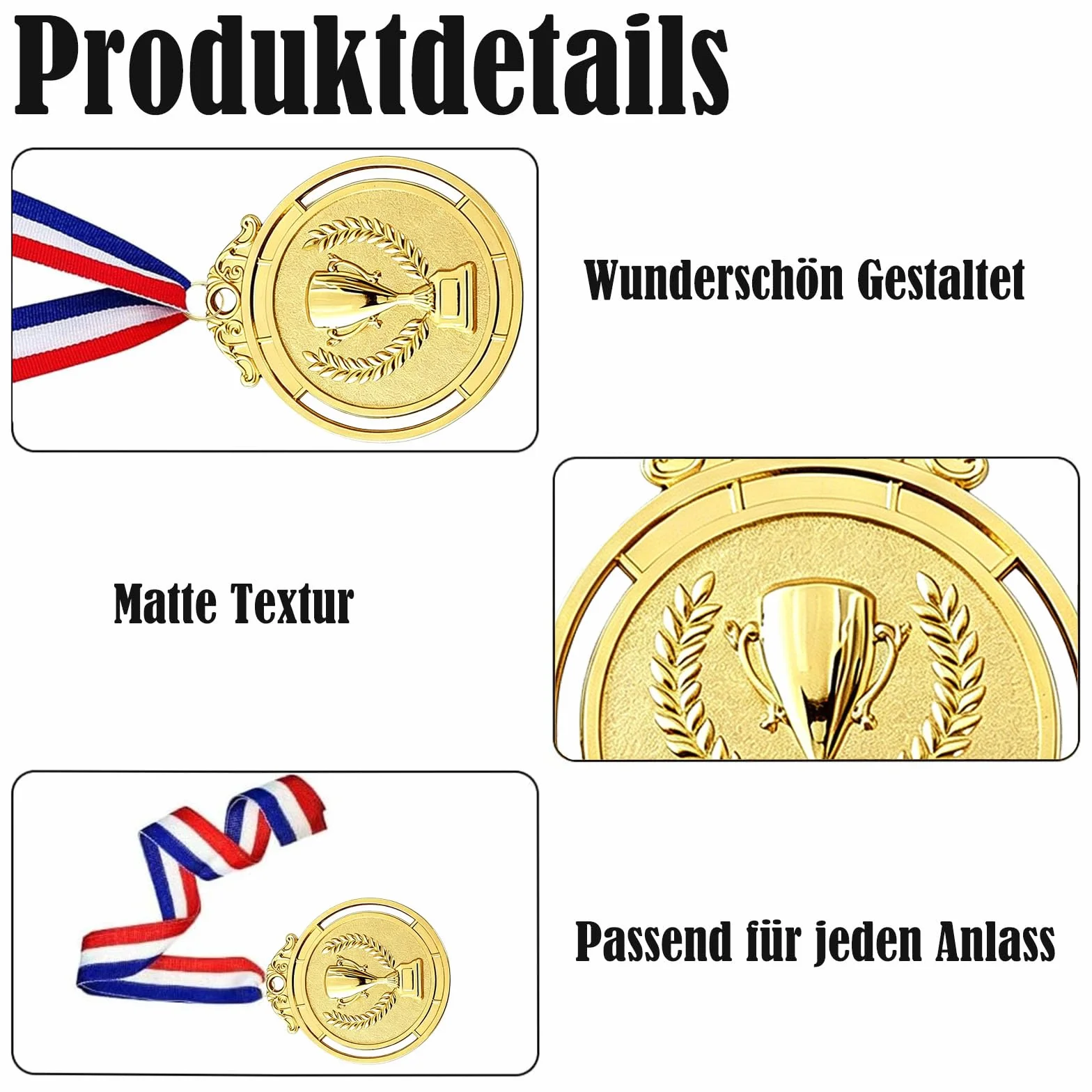 12 sztuk medali nagród, złote srebrne brązowe medale ze wstążkami na szyję, medale nagrody dla dzieci, na zawody, imprezy, sport, styl olimpijski