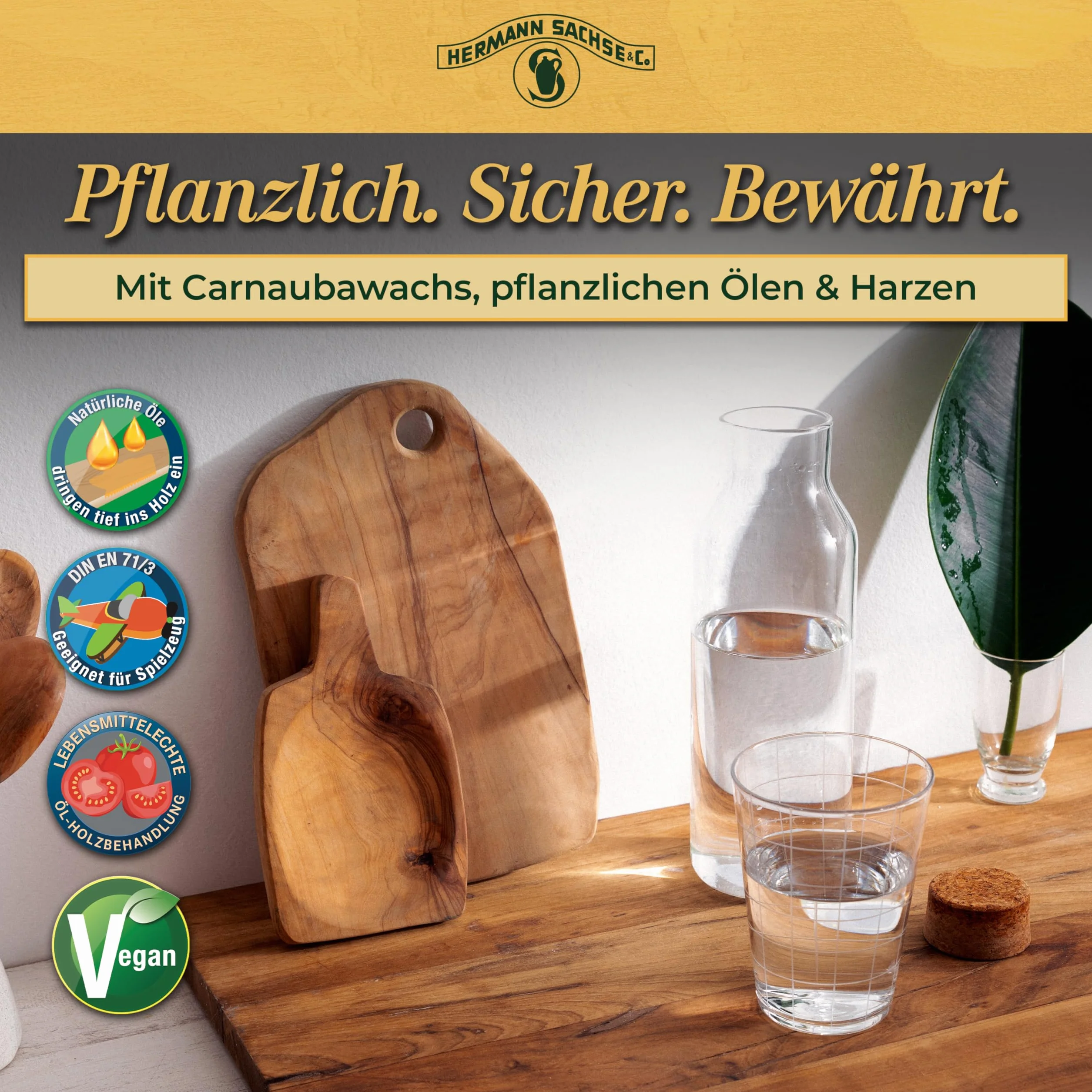 Hermann Sachse Olej z twardego wosku, bezbarwny, 750 ml – olej do pielęgnacji drewna i wosk 2 w 1 do podłóg drewnianych, mebli i schodów – tradycyjna ochrona drewna o jedwabistym połysku | Made in