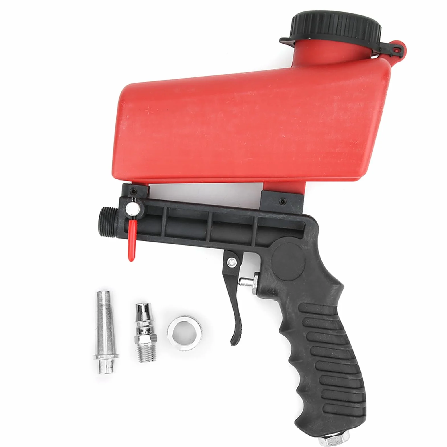 90PSI SandBlaster Gun Kit, Ręczny Pistolet do Piaskowania Grawitacyjnego do Usuwania Farby, Plam, Rdzy, Brudu z Powierzchni, Pneumatyczny Pistolet do Piaskowania z 2 Wymiennymi