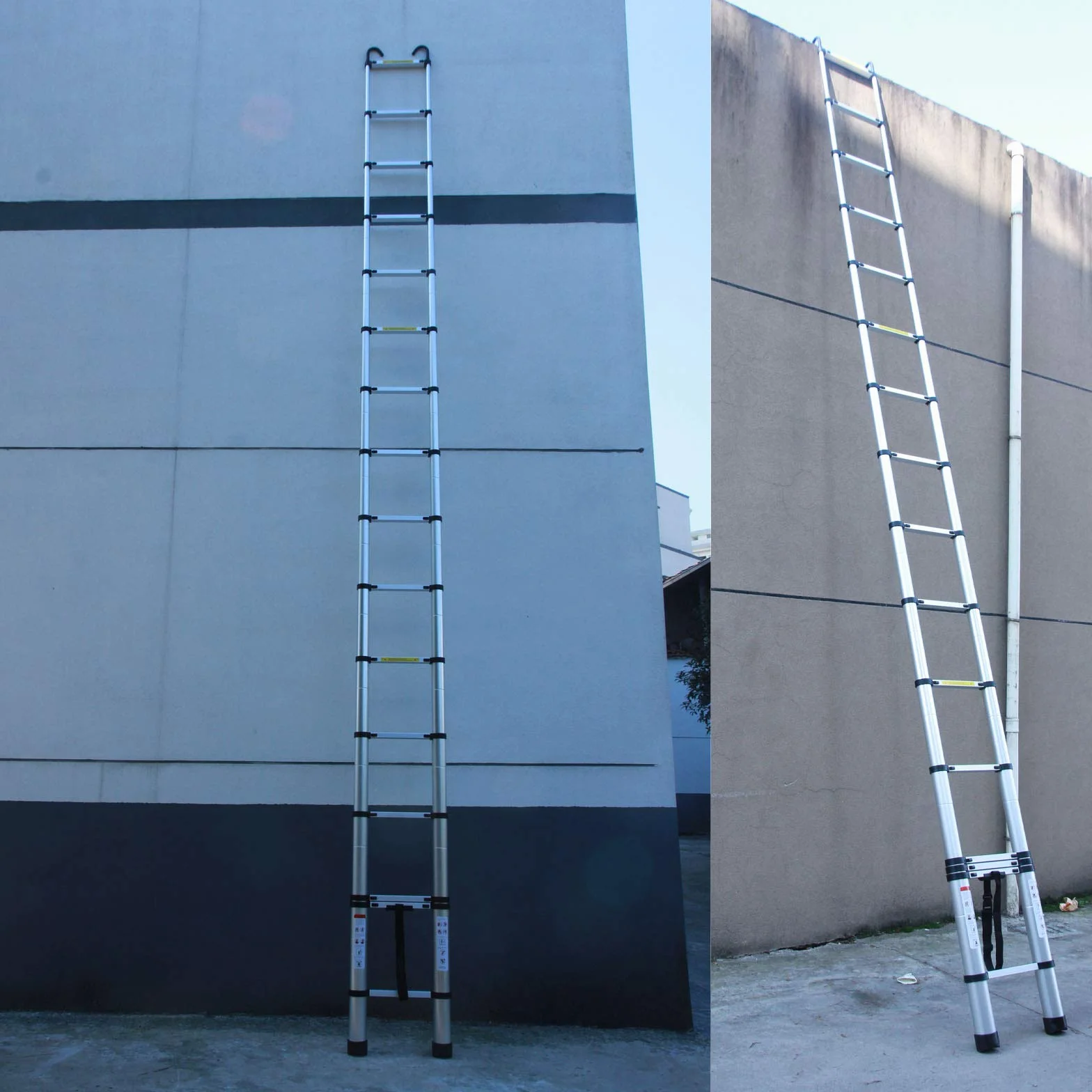Drabina teleskopowa 6,2 m z odłączanym hakiem bezpieczeństwa, aluminiowa drabina teleskopowa, wysoka, wielofunkcyjna drabina loftowa, pojemność 150 kg, bezpieczna i kompaktowa