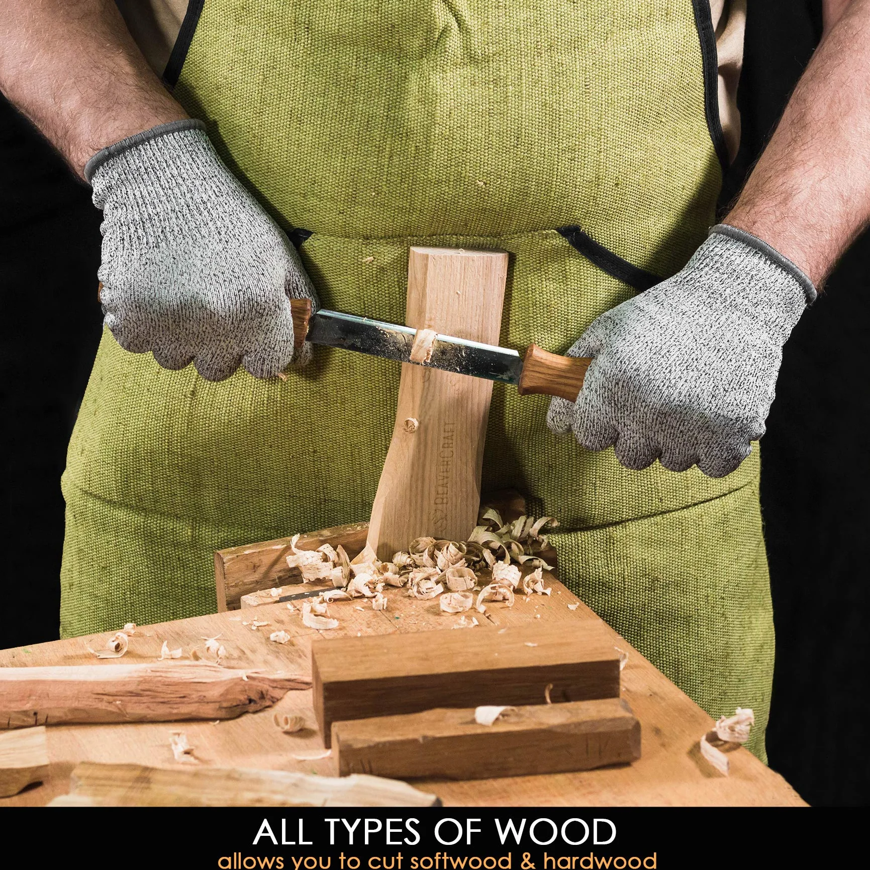 BeaverCraft Nóż do strzyżenia DK1s 11 cm prosty narzędzie ręczne do rzeźbienia w drewnie ze skórzaną pochwą