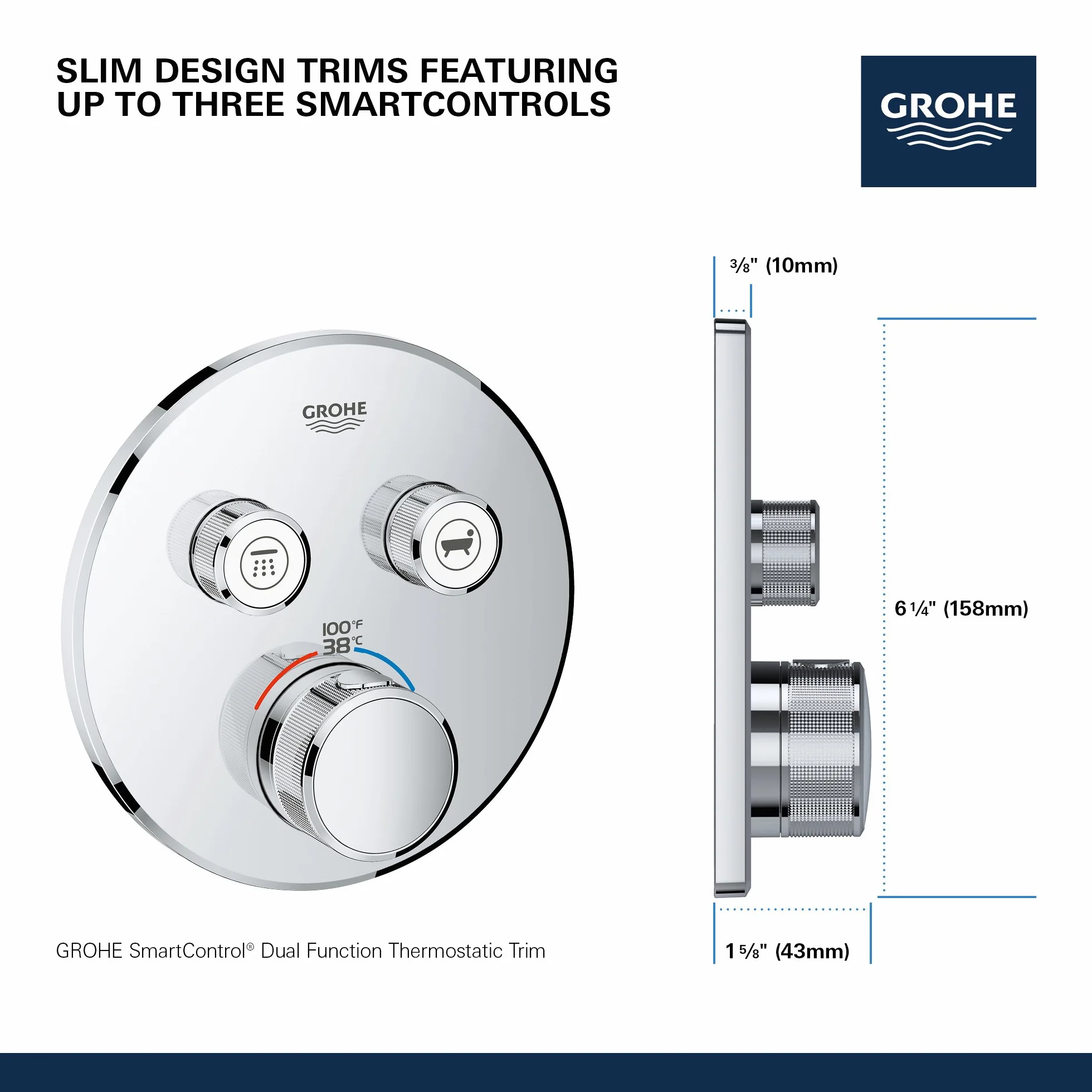 GROHE 29160LS0 Grohtherm Smartcontrol podwójna funkcja termostatyczna wykończenie z modułem sterującym, kolor biały księżycowy, bez SmartBox