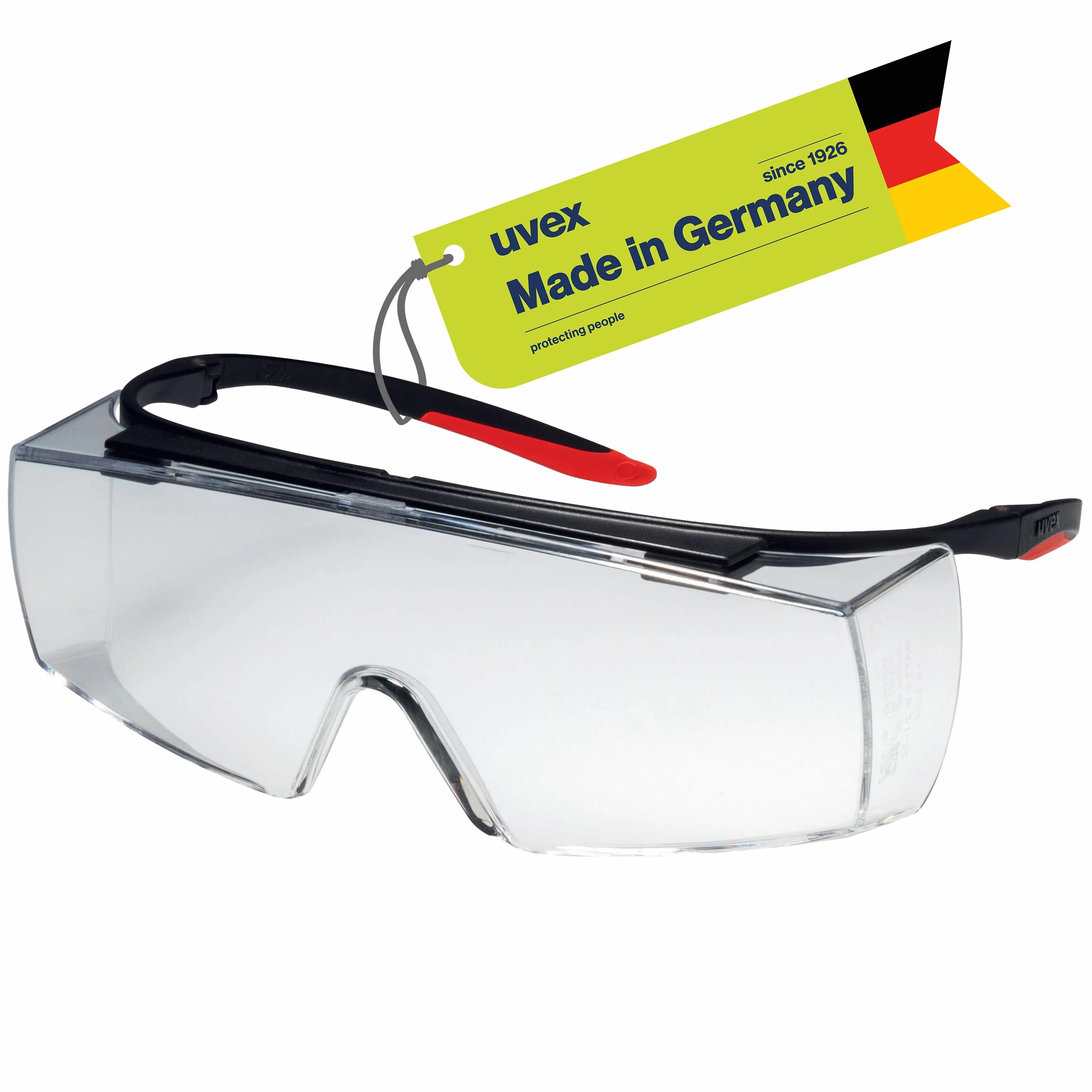 Uvex Super F OTG okulary ochronne dla osób noszących okulary, ochrona przed zaparowaniem, na zewnątrz bardzo odporne na zarysowania i chemikalia