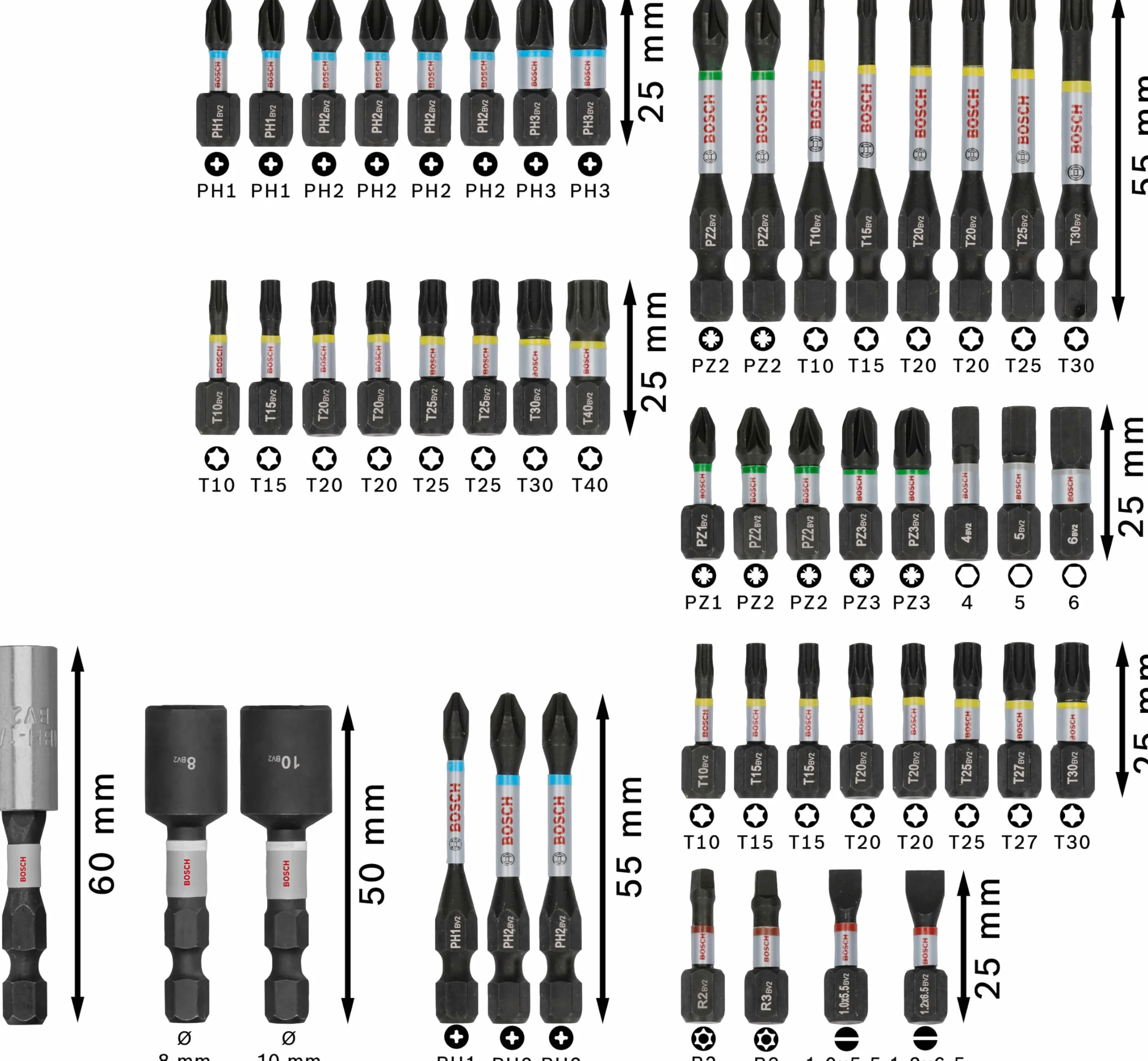 Bosch 50x PRO Impact Set, 50 szt. (200 x 107 mm, Professional Akcesoria Śrubokręt, Śrubokręt)
