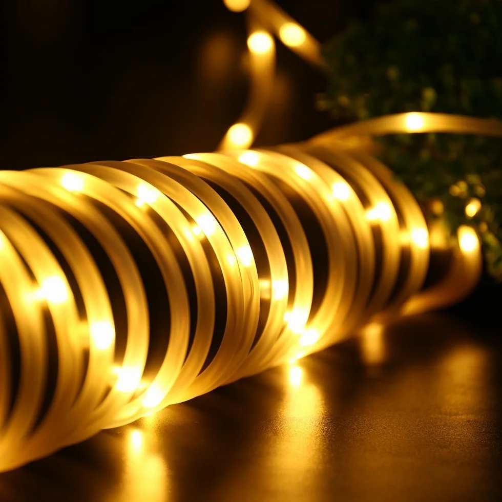 BXROIU Solarne lampki linowe, 100 diod LED, łańcuch świetlny, gwiaździste łańcuchy świetlne, 10 m, wodoodporna, na zewnątrz, na patio, do ogrodu, na imprezę (ciepła biel)