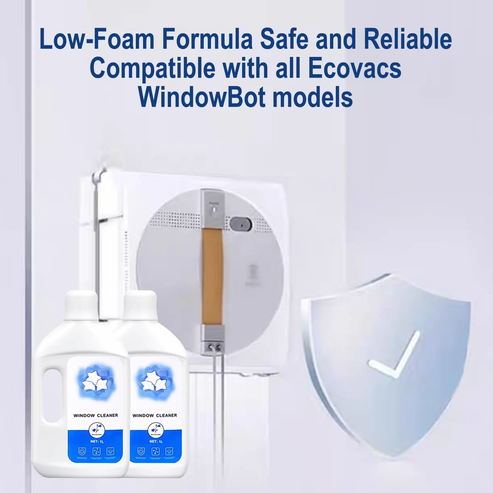 Płyn do czyszczenia okien o pojemności 1000 ml, kompatybilny z ECOVACS Winbot W1 Pro/W2 Pro Omni/Mini – Płyn do czyszczenia szkła dla robota myjącego okna(1pcs)