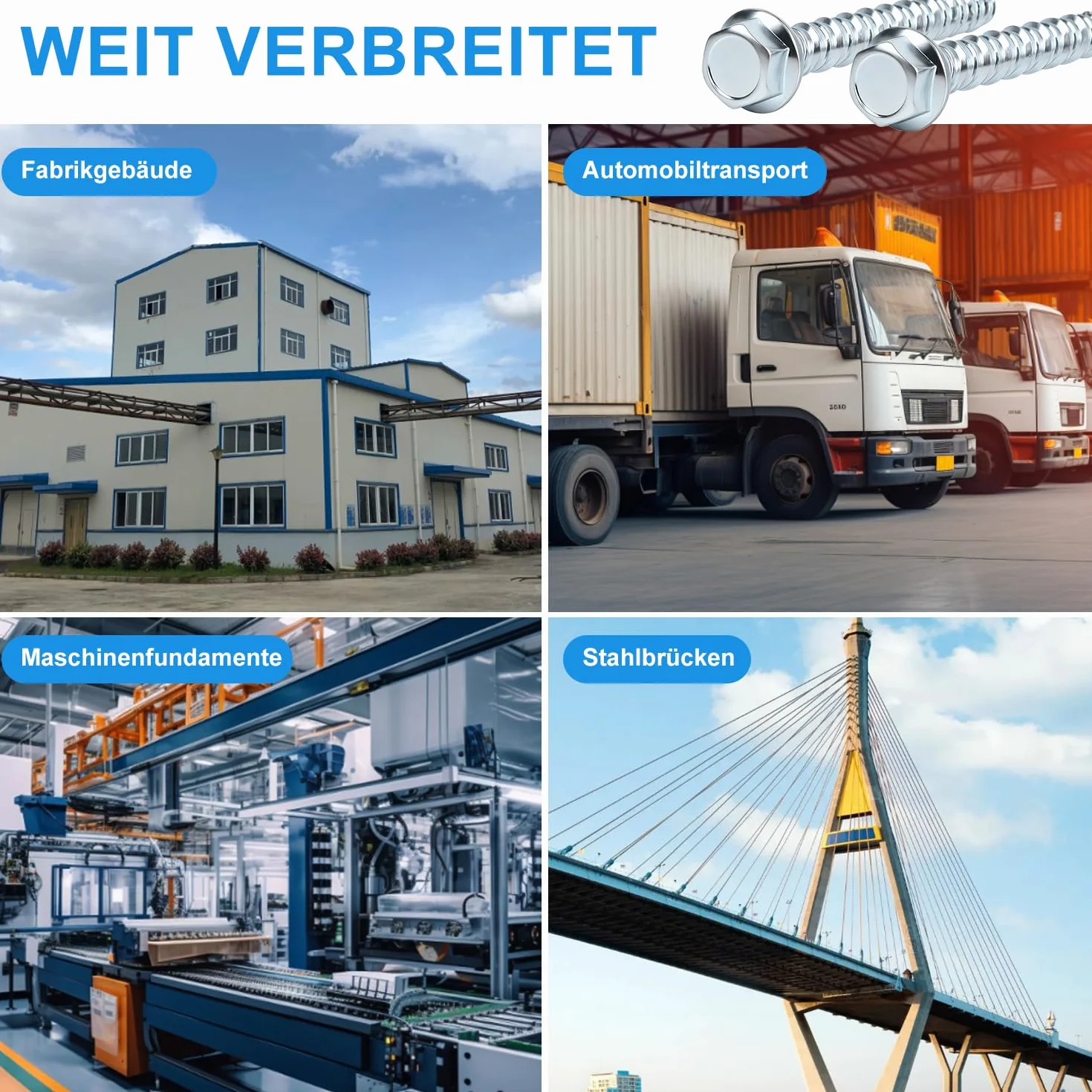 Wkręty do betonu bez kołków M8 x 80, 20 szt., śruba do betonu, łeb sześciokątny, ocynkowana, z tarczą, śruby do muru z łbem sześciokątnym, klucz nasadowy do murów, betonu, murów ceglanych
