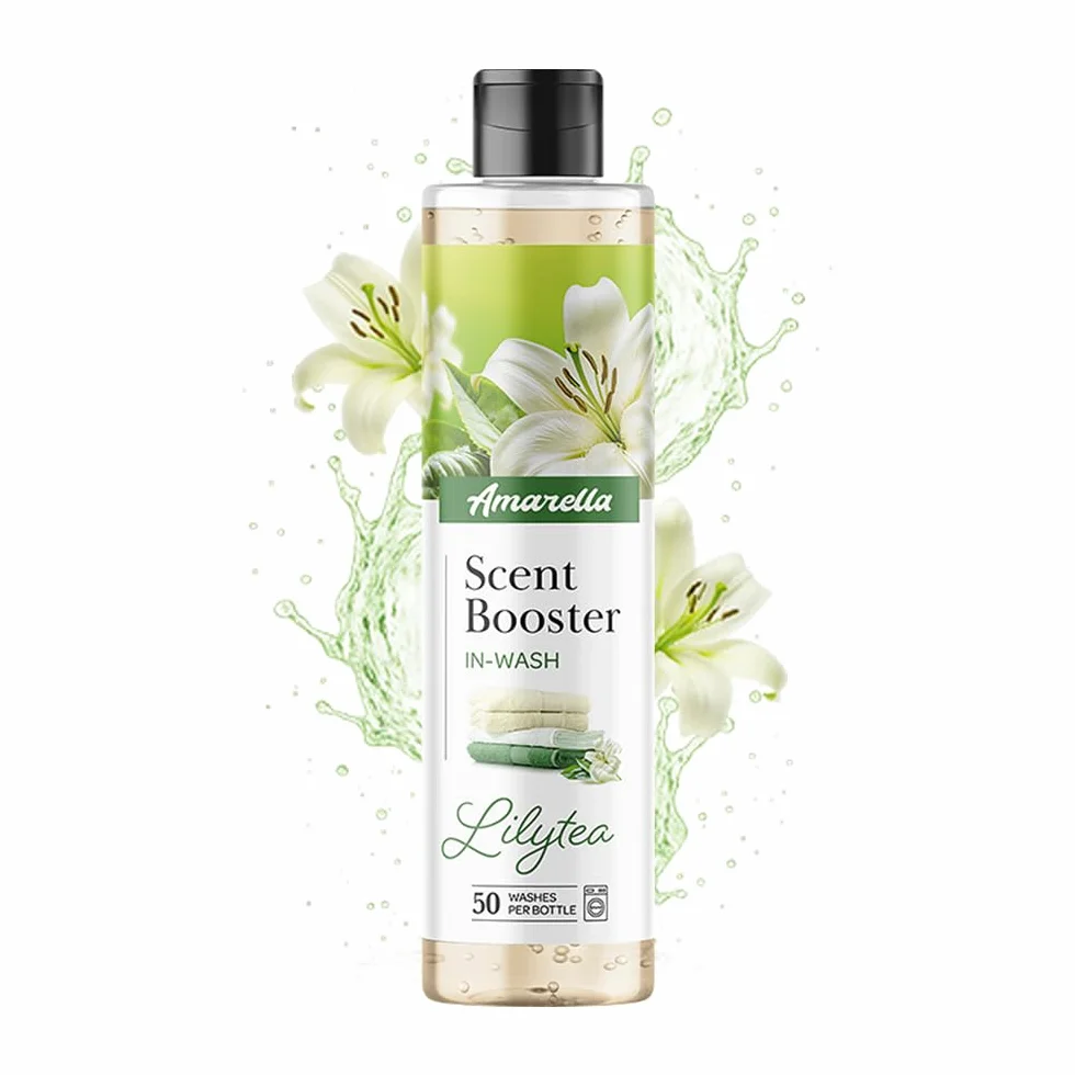 ELIX - AMARELLA Lilytea perfumy do prania, 250 ml, skoncentrowane na ponad 50 cykli prania, długotrwały zapach zielonej herbaty, konwalia, do ubrań i pościeli