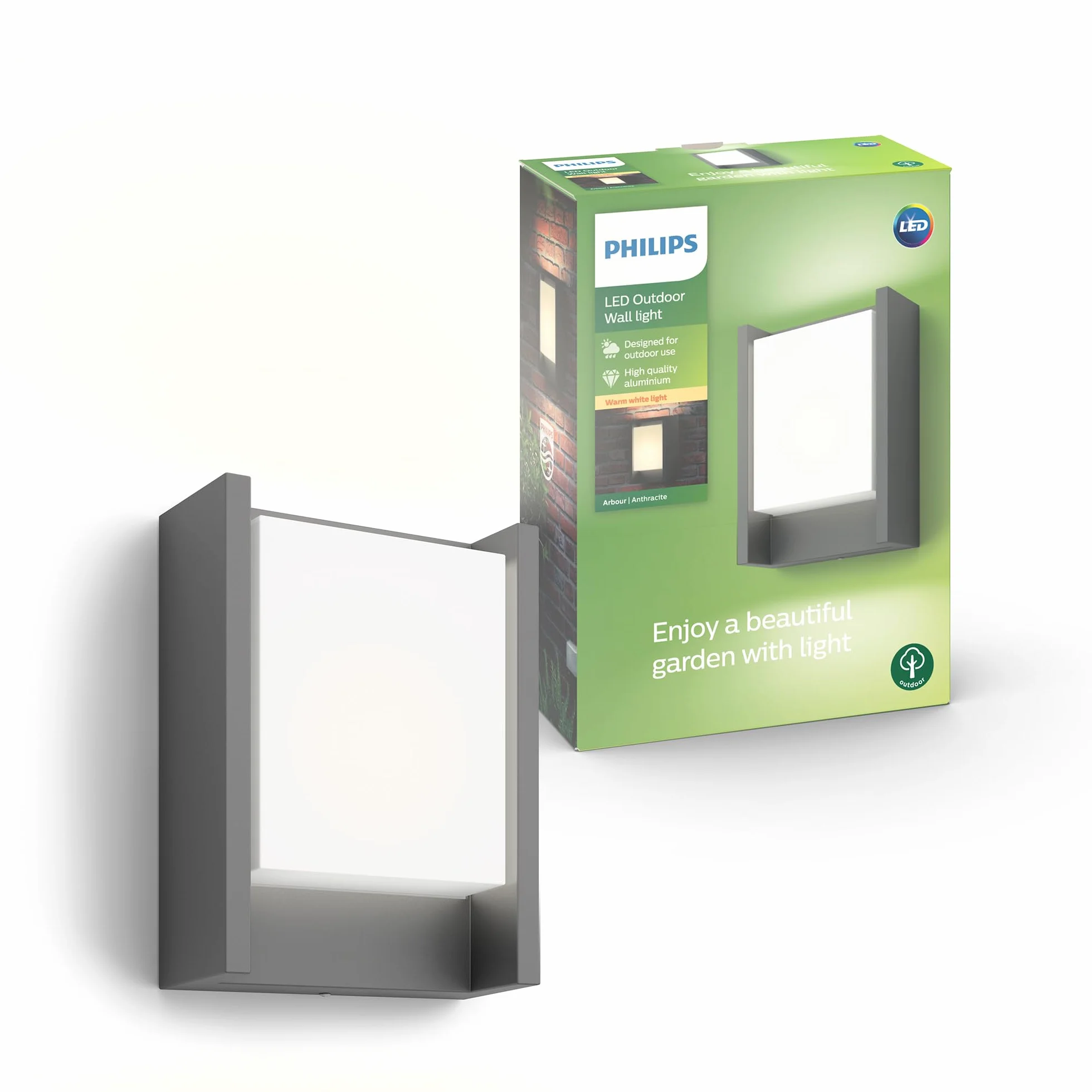 Kinkiet Zewnętrzny LED Philips Arbour 6 W, 700 lm, 2700 K Światło Ciepłobiałe, IP44 Odporny na Warunki Pogodowe, Wbudowane LED, Trwały, Aluminium, Antracyt