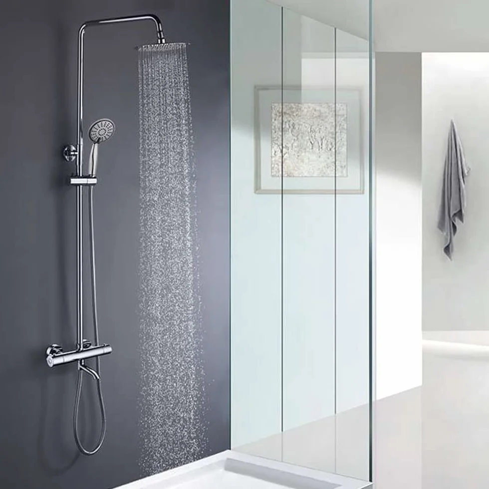 Kibath L455521 kolumna prysznicowa termostat okrągła armatura wylewka Plus, chrom błyszczący