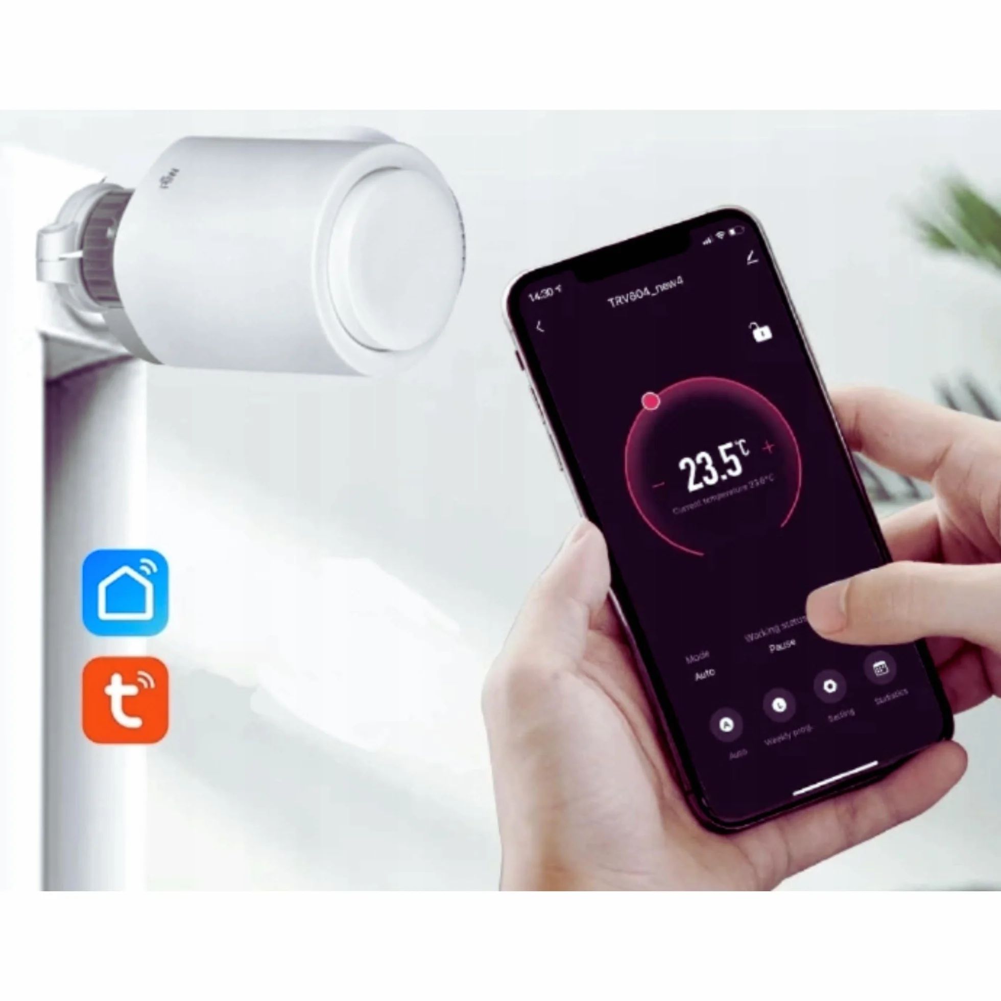 Bezprzewodowa Głowica Termostatyczna WiFi z Wyświetlaczem LED Tuya Smart Zawór Grzejnikowy M30 x 1,5 Zestaw