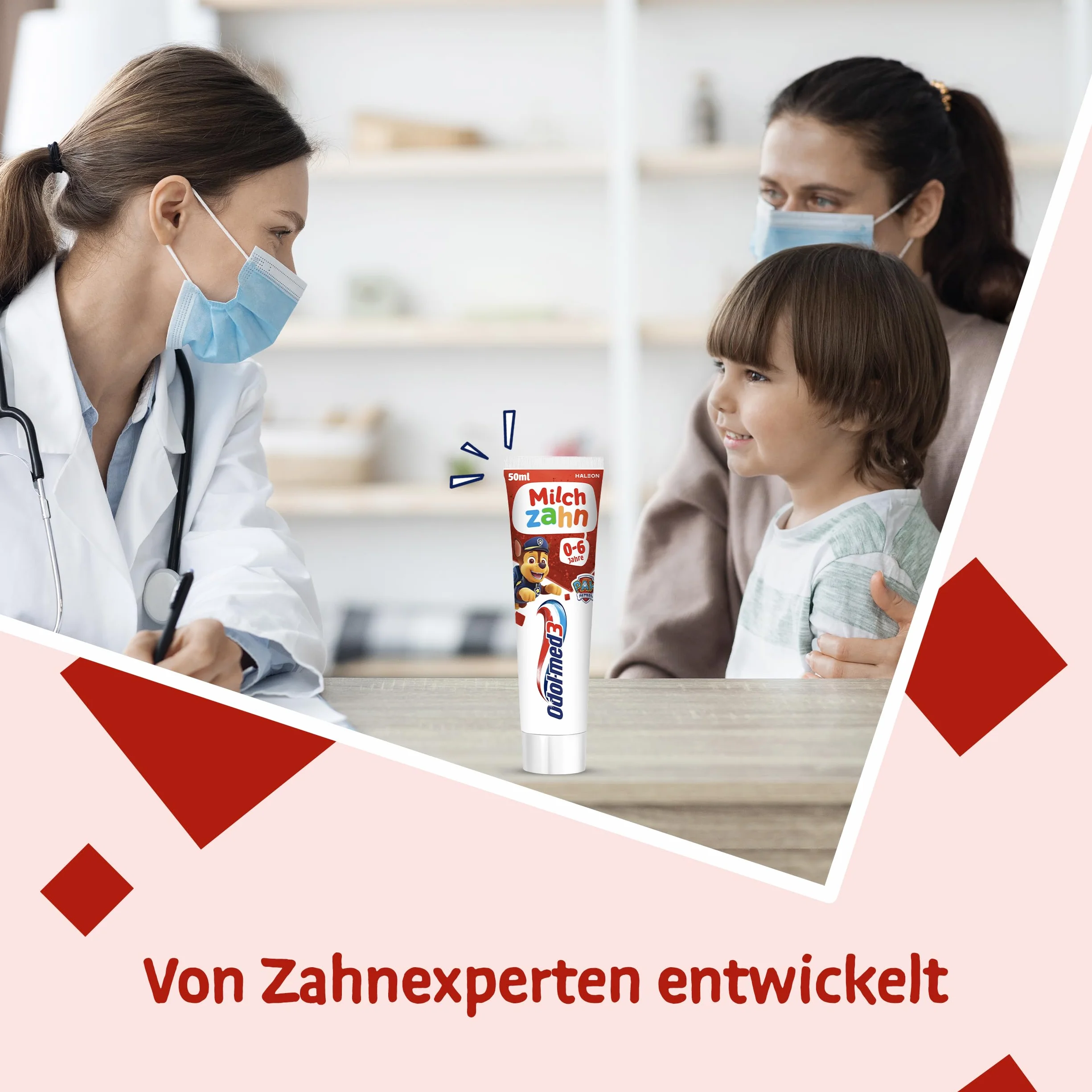 Odol-med3 pasta do zębów mlecznych dla dzieci w wieku od 0 do 6 lat, opracowana przez ekspertów ds. zębów dla zdrowych zębów mlecznych, 6 x 50 ml