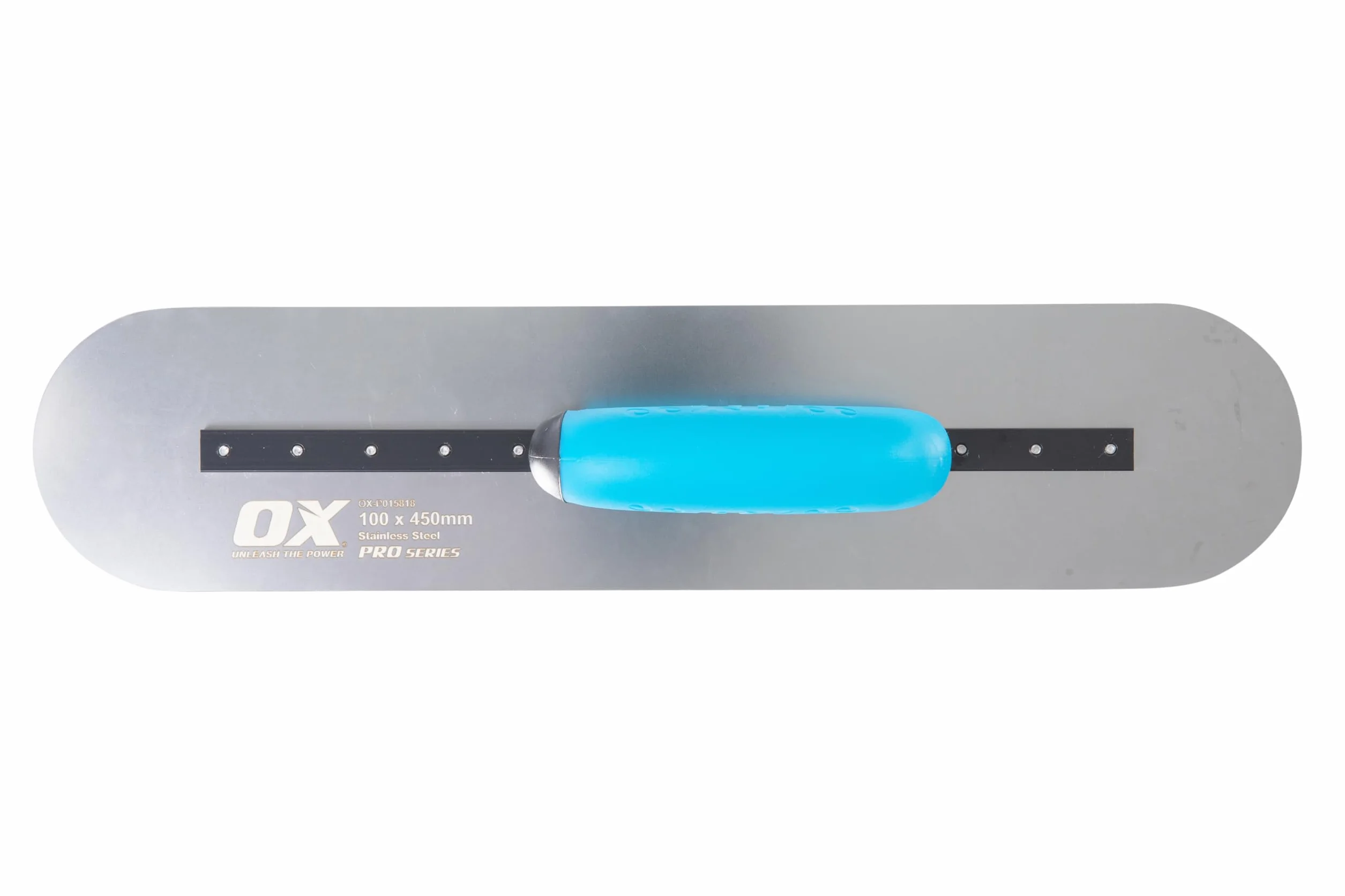 OX Pro S/S Sztywna kielnia do basenu - Kielnia o dużej wytrzymałości - Kielnia wykończeniowa do betonu - zakrzywiona kielnia gipsowa - płaska kielnia - wielokolorowa - 110 x 450 mm