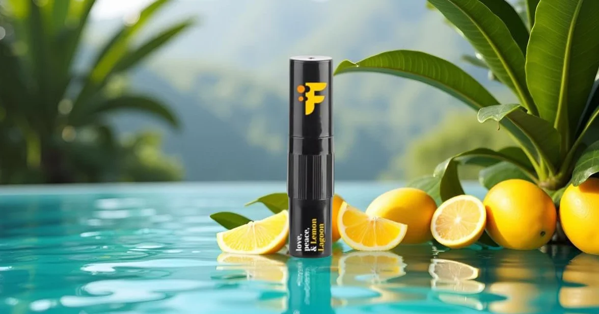 FIOROMA Premium inhalator do nosa z roll-on – kij do aromaterapii ze 100% naturalnymi olejkami eterycznymi – 7 wariantów zapachowych – przenośny i wielokrotnego użytku (Lemon La Lagoon)