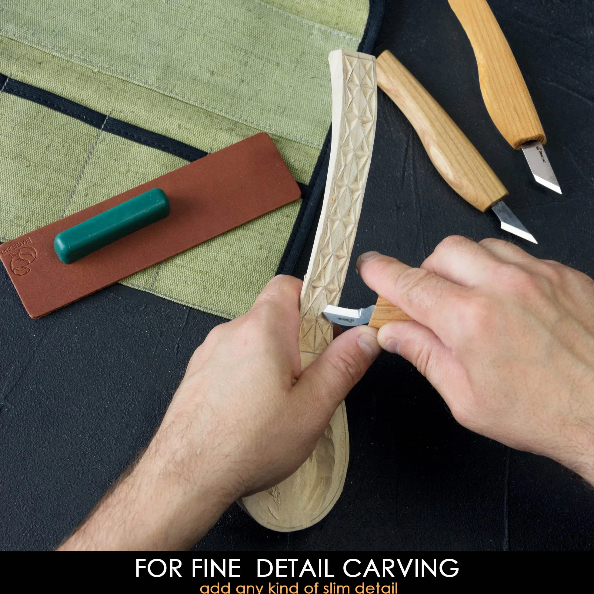 BeaverCraft Zestaw noży rzeźbionych w drewnie S55 – zestaw do Whittling dla początkujących z nożami ze szczegółowymi chipami i skórzanym paskiem, narzędzia Whittling, hobby dla mężczyzn