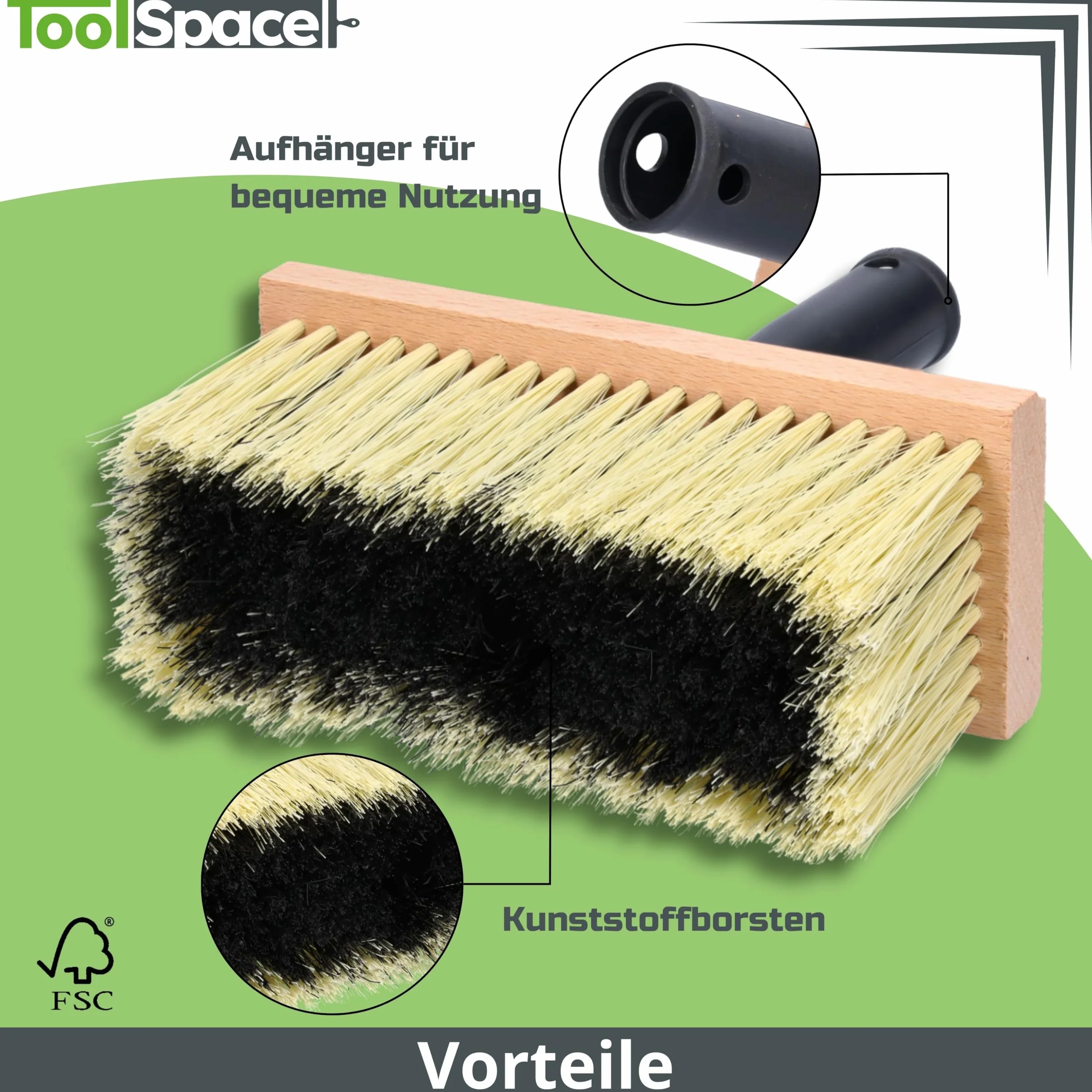 ToolSpace Pędzel Chlapak 170 mm - Nakrapiacz murarski - Do zacierania tynków, mas, lepików, do gruntowania - Polipropylenowe włosie, Erognomiczna, drewniana rączka - Solidna konstrukcja, Mocne włosie