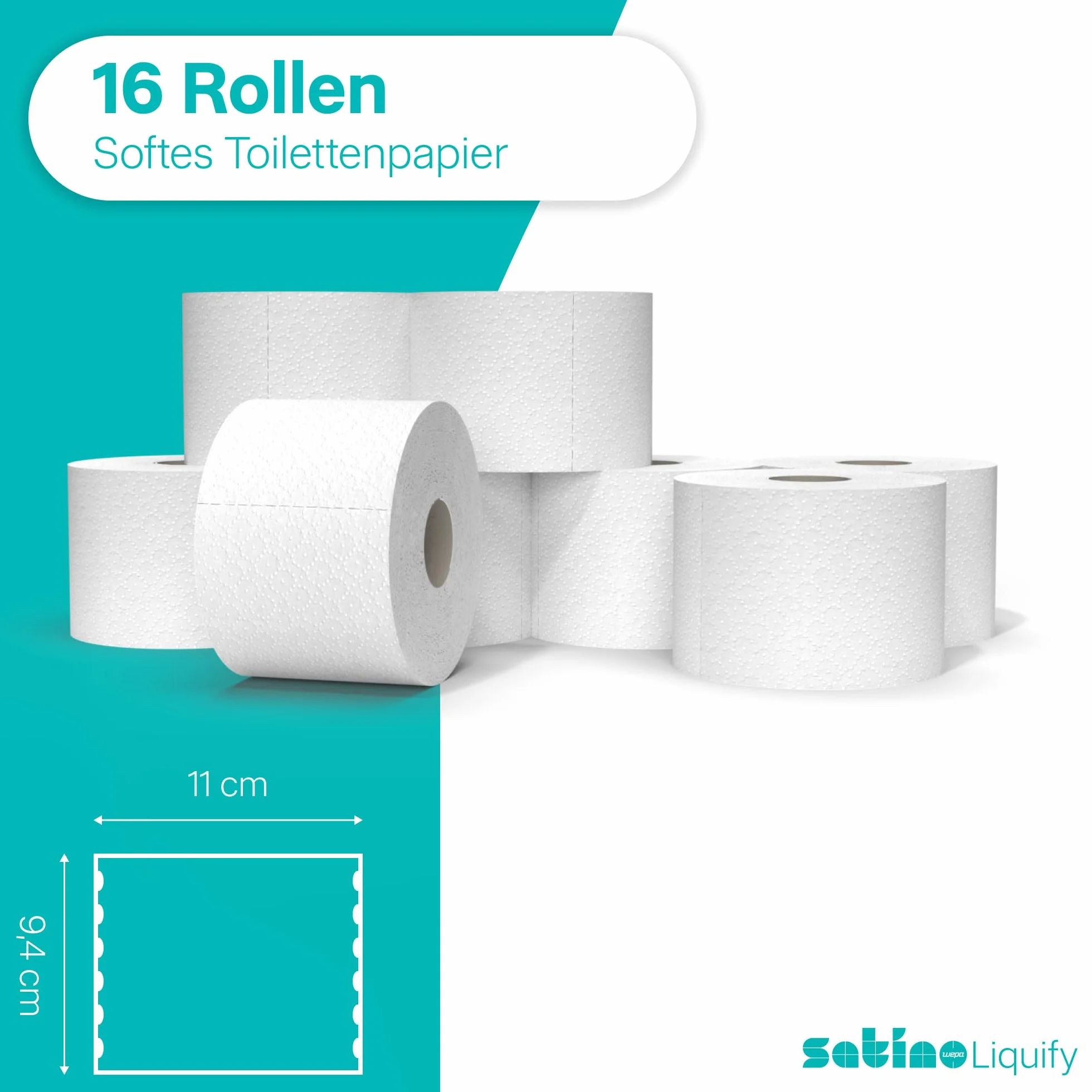 WEPA liquify papier toaletowy, samozpuszczalny – idealny na kemping, do kampera, na zewnątrz, statek wycieczkowy, podróż – 16 rolek po 250 arkuszy 2-warstwowych