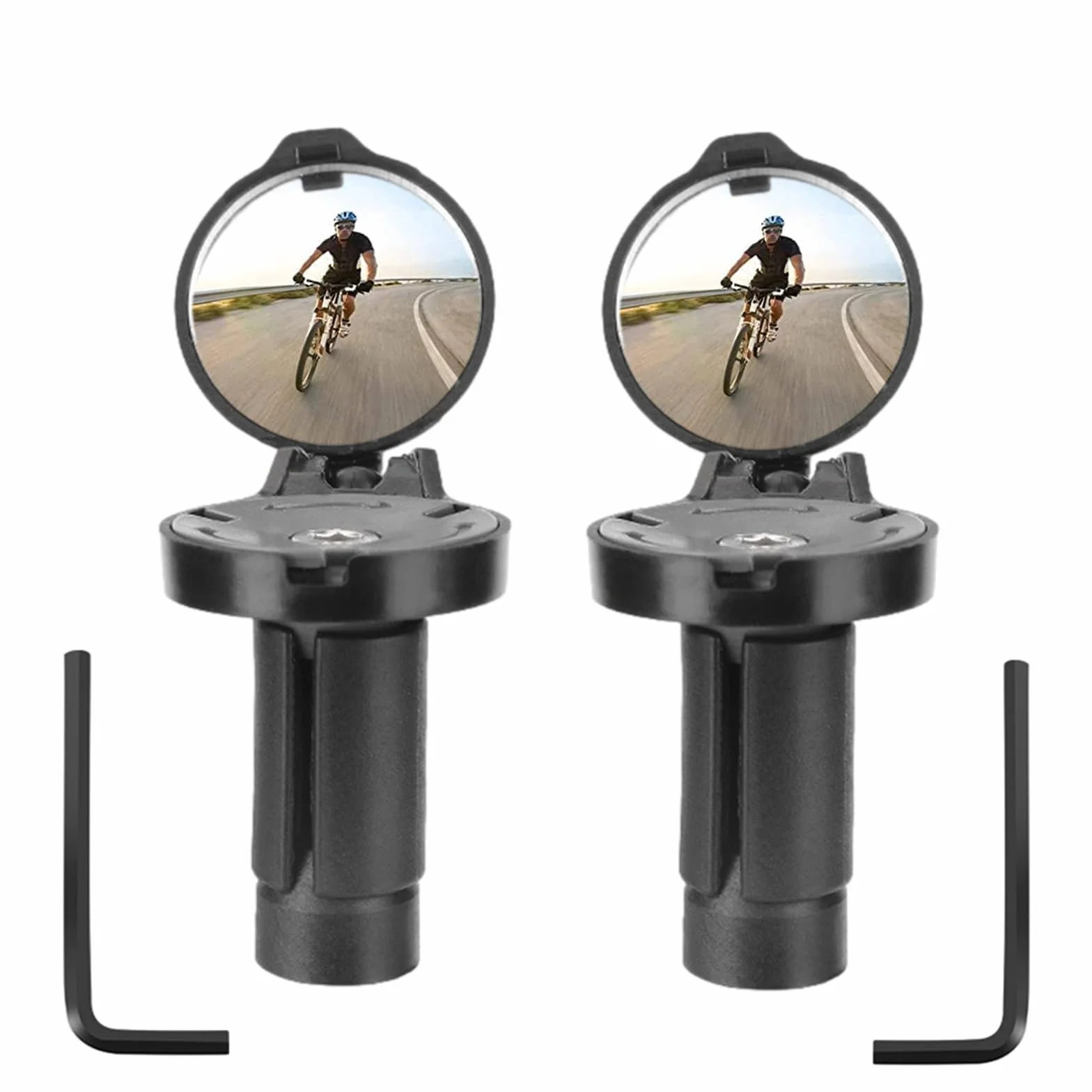 Lusterko rowerowe, HD obracane o 360° i składane lusterko wsteczne na kierownicę, 2 sztuki, 16-22 mm