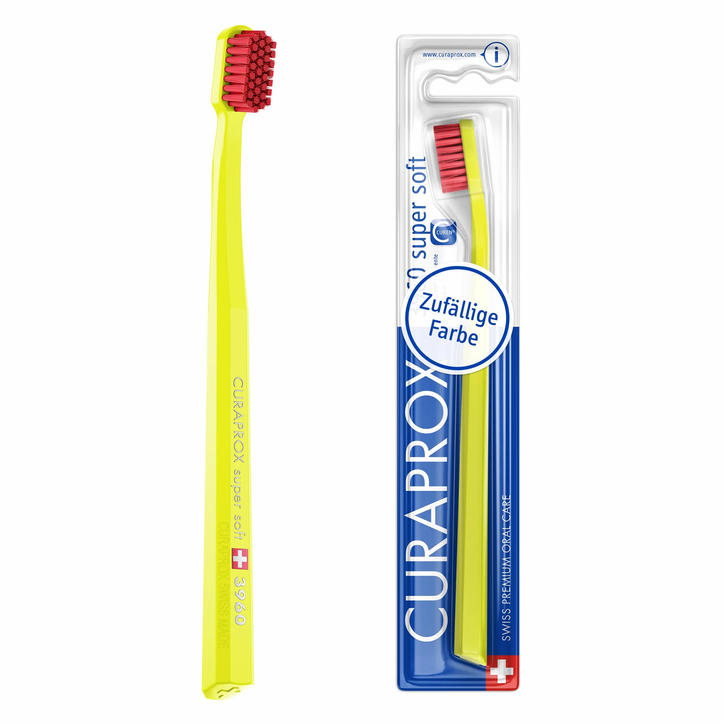 Curaprox CS 3960 Super Miękka Szczoteczka do zębów-Pielęgnacja dziąseł i zębów dla dorosłych/Super Miękkie włókna Curen® / różne kolory, pojedyncze opakowanie/Made in Switzerland