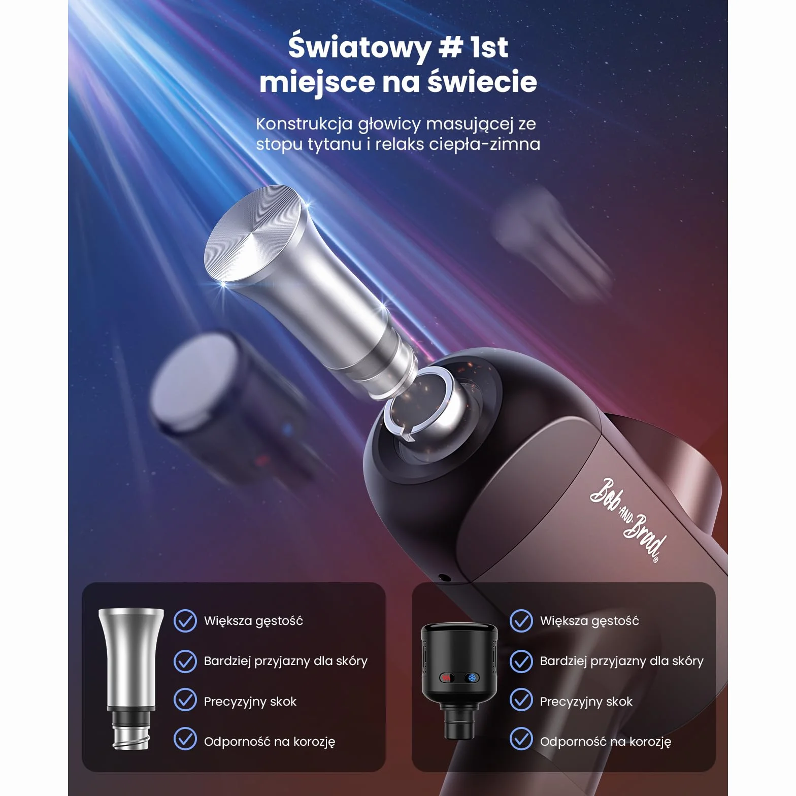 Bob and Brad X6 Pro Max pistolet do masażu z funkcją ciepła i zimna, Massage Gun 11 mm amplituda, metalowa głowica