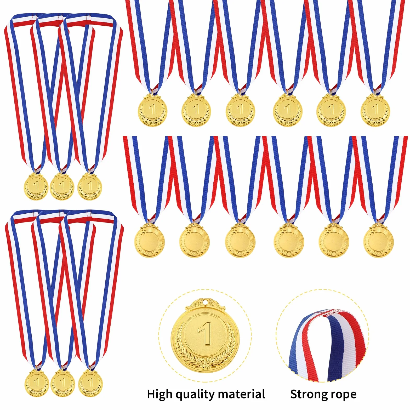 DIVINA VITAE Złote medale, 6 szt., z paskiem na szyję, dla 1. miejsca, na zawody sportowe, konkurs taneczny, pokaz talentów, sztafetę, konkurs spożywczy