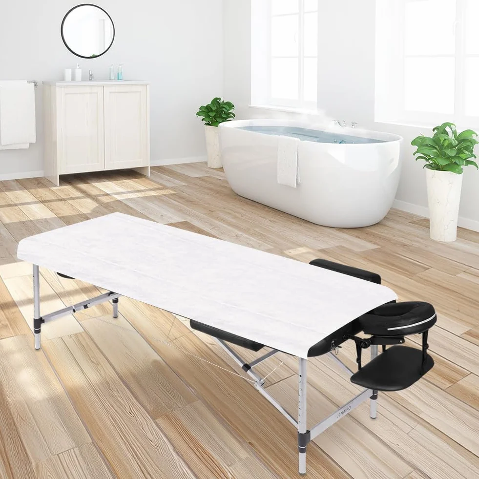 Jednorazowe prześcieradła z gumką 80x180 cm biała włóknina do masażu spa