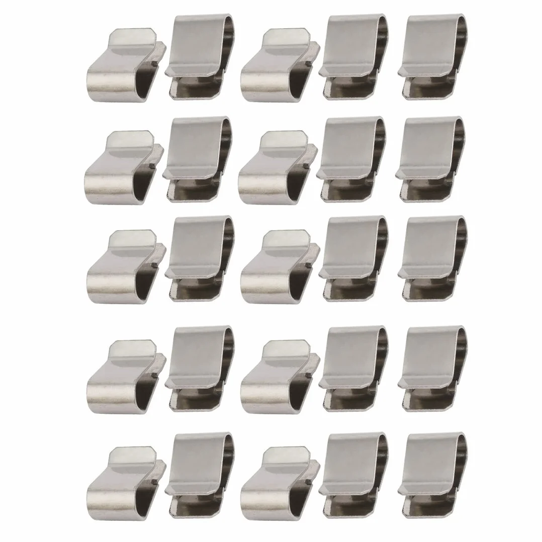 sourcingmap 25 szt. sprężynowy klips ze stali nierdzewnej w kształcie litery U, srebrny odcień, 21,4 mm x 12 mm