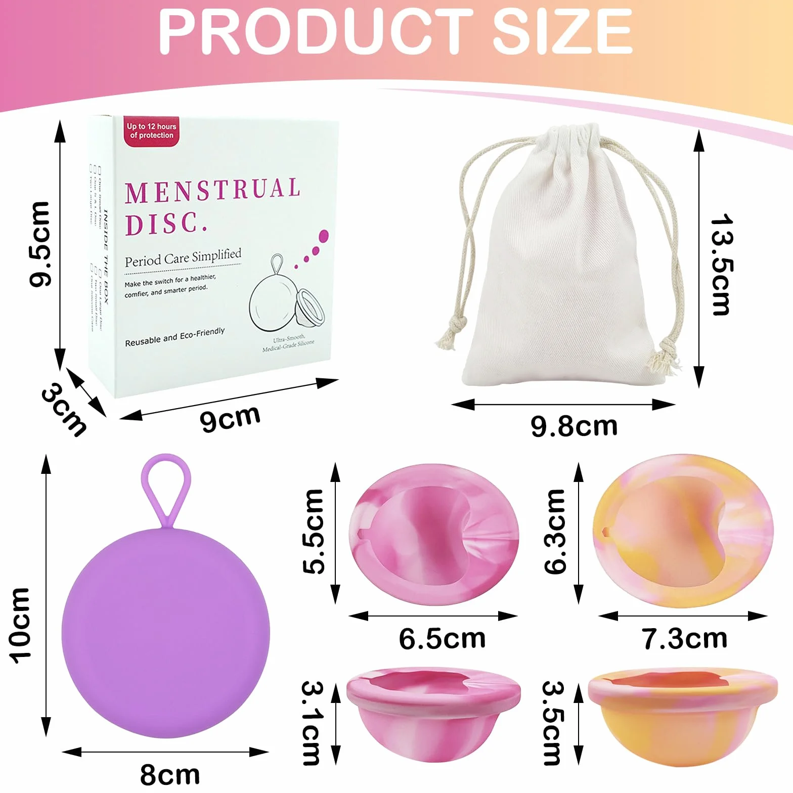 Silikonowe krążki menstruacyjne wielokrotnego użytku S+L, alternatywa dla tamponów