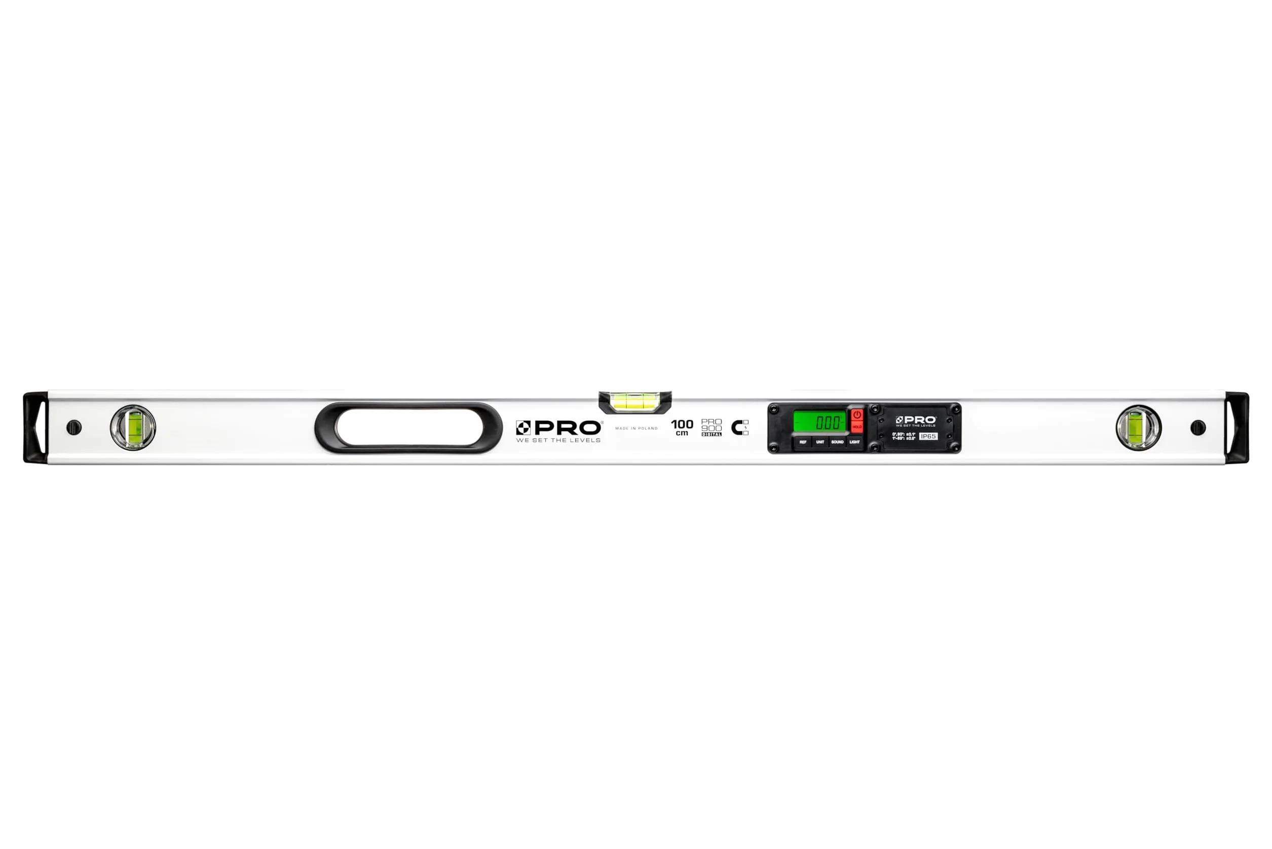 PRO900 Cyfrowa poziomica Magnetyczna z 2 wyświetlaczami LCD i osłoną Inklinometr Kątomierz interfejsu - sygnał Pamięć pomiarów Profil trzykomorowy - IP65 Długość 100 cm