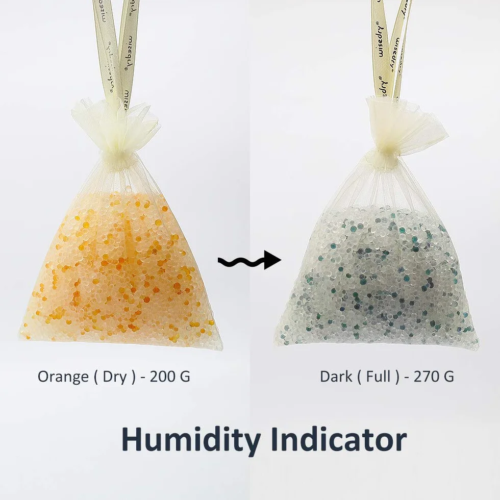wisedry (5 LBS) Kulki z żelem krzemionkowym wielokrotnego użytku z kolorowym wskaźnikiem wielokrotnego ładowania Środek osuszający luzem z 10-częściowymi woreczkami z organzy ze sznurkiem