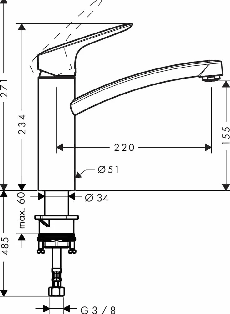 hansgrohe Bateria kuchenna Logis (kran kuchenny 360°, wysoka wylewka 160 mm, standardowe przyłącza), chrom