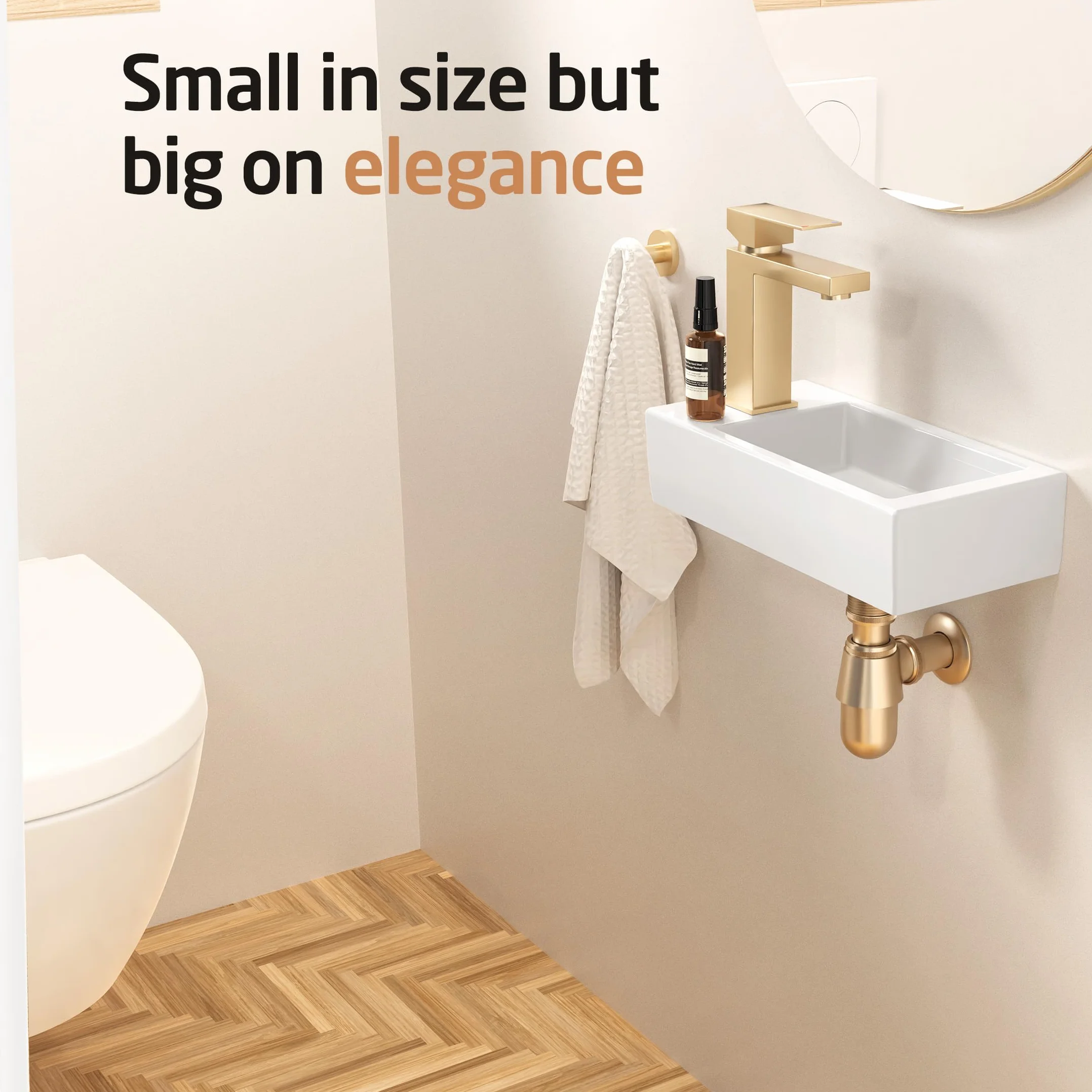KES umywalka łazienkowa 37 x 18 x 9 cm ceramiczna mini zlew montowany na ścianie BWS102