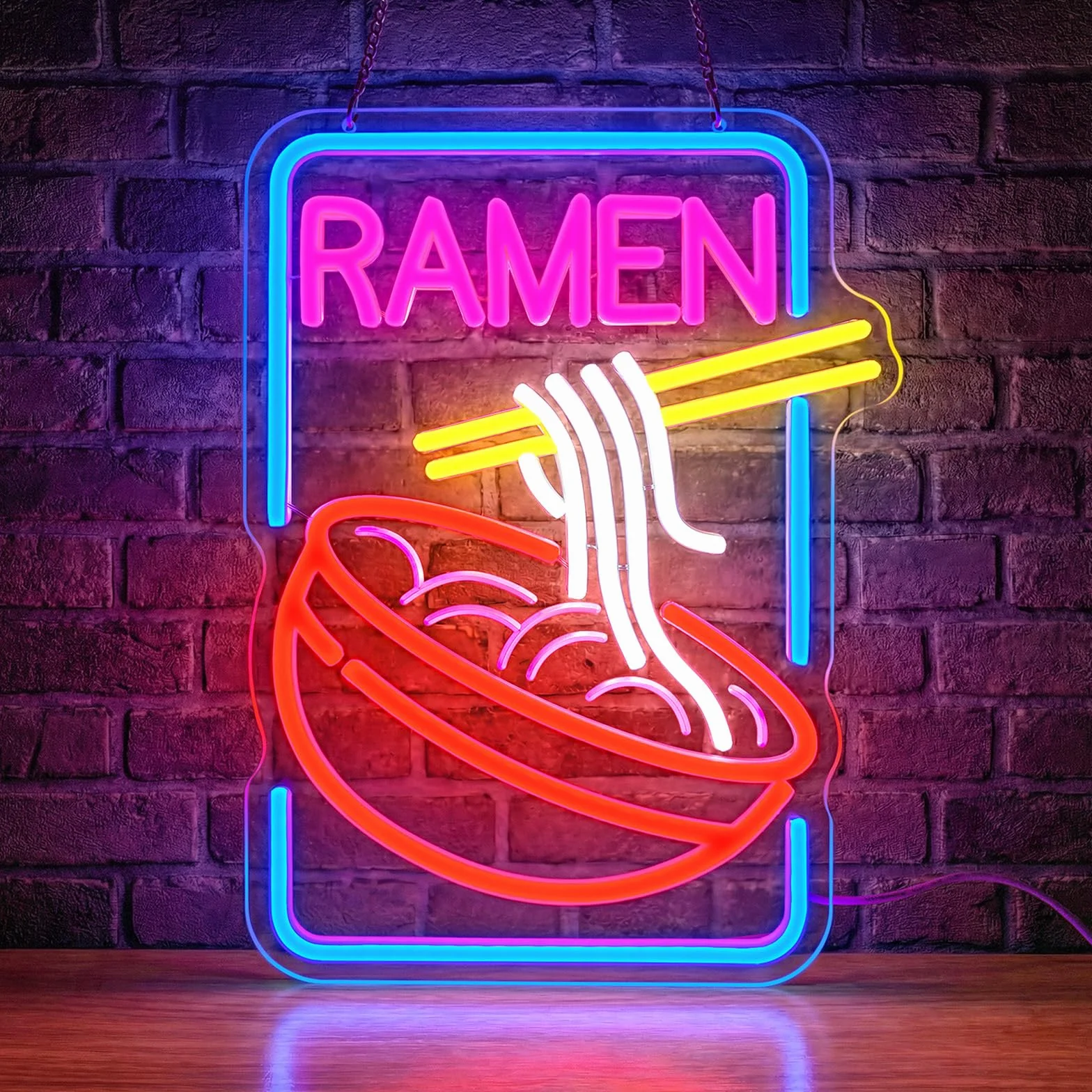 Ramen Neonowy Szyld LED z Regulacją Jasności USB do Ściany