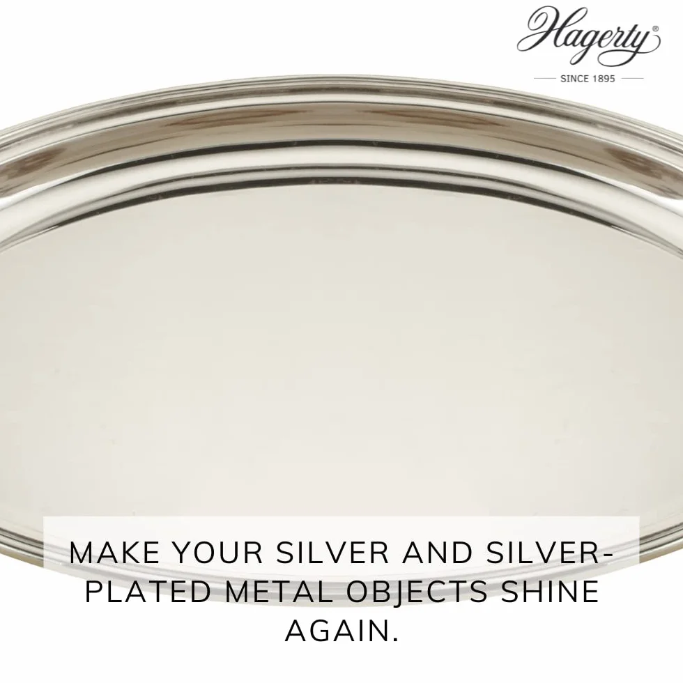 Hagerty Silver Care srebrny krem 185 g, skuteczna politura do czyszczenia i pielęgnacji srebra i metali srebrnych, środek czyszczący do utlenionych sztućców, talerzy, tac, z gąbką