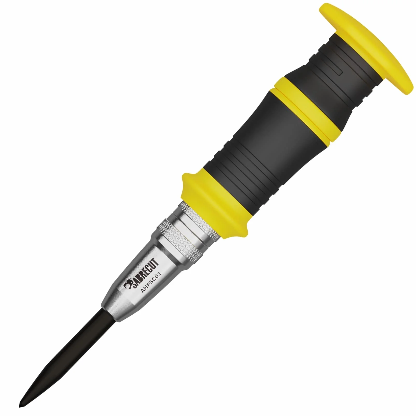 1 sztuka SabreCut AHPSC01 Heavy Duty automatyczny dziurkacz centralny z regulowaną siłą uderzenia 60-140 niutonów nadaje się do metalu, drewna, tworzywa sztucznego i wielu innych materiałów