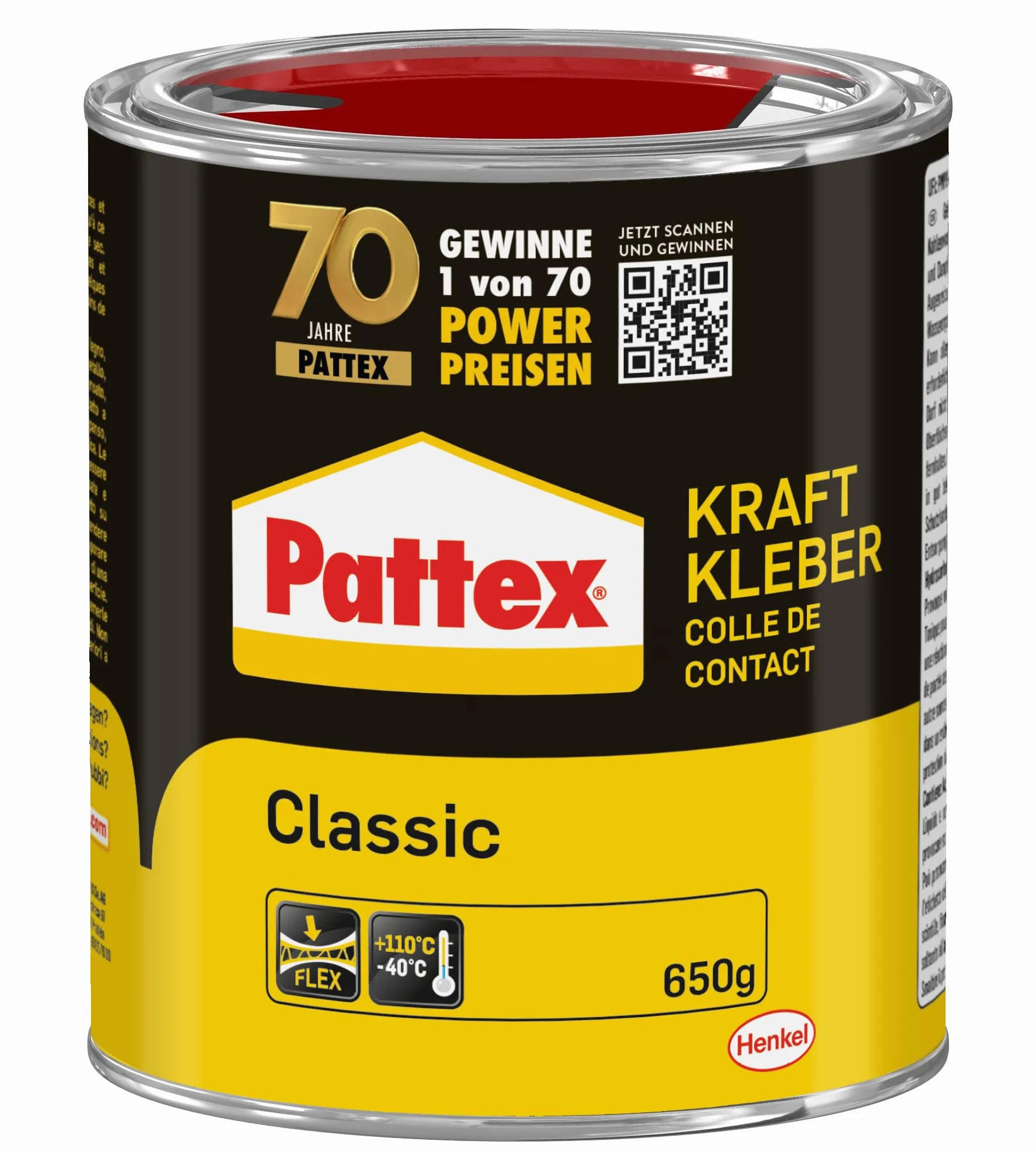 Pattex 1419337 "Classic" klej kontaktowy, czarny/żółty, 650 g