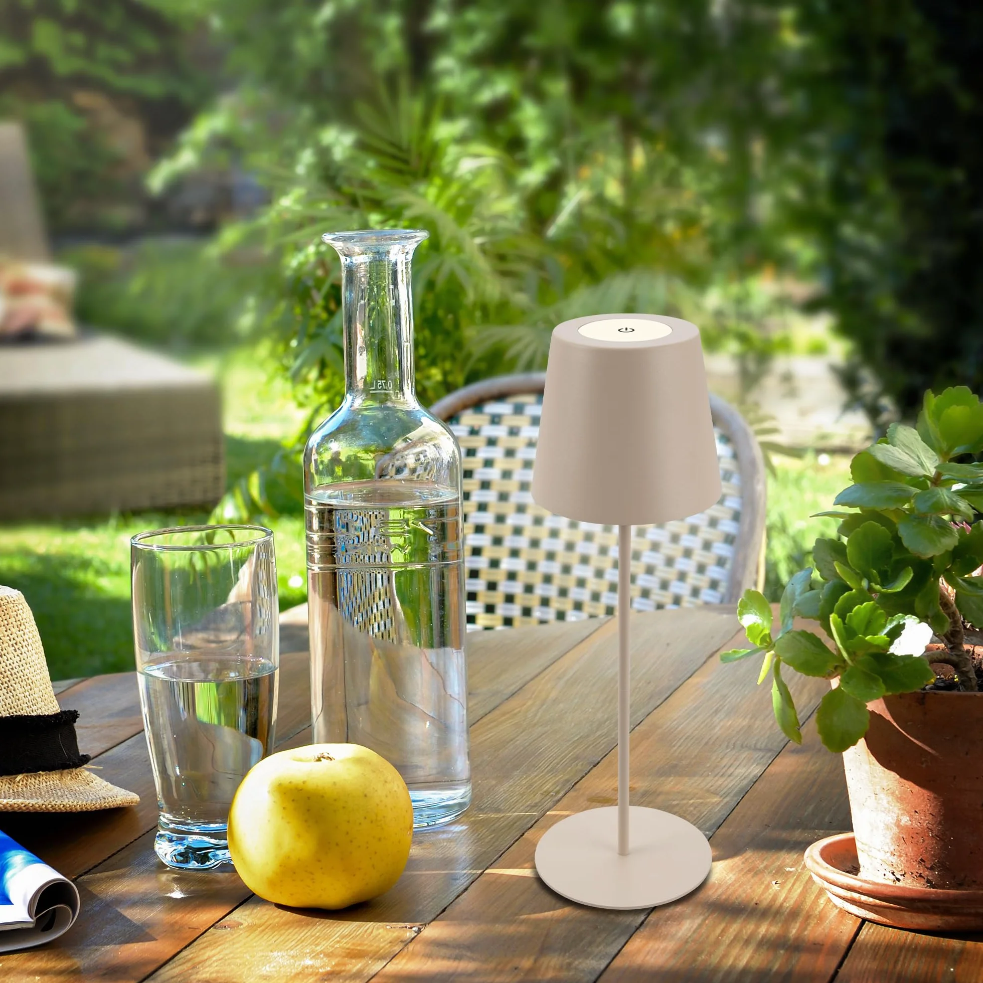 BRILONER - Lampa stołowa LED bezprzewodowa, ściemniana, regulowana wysokość, lampka nocna i do czytania, akumulatorowa, 36x10,5 cm, beżowy – praktyczne i eleganckie światło