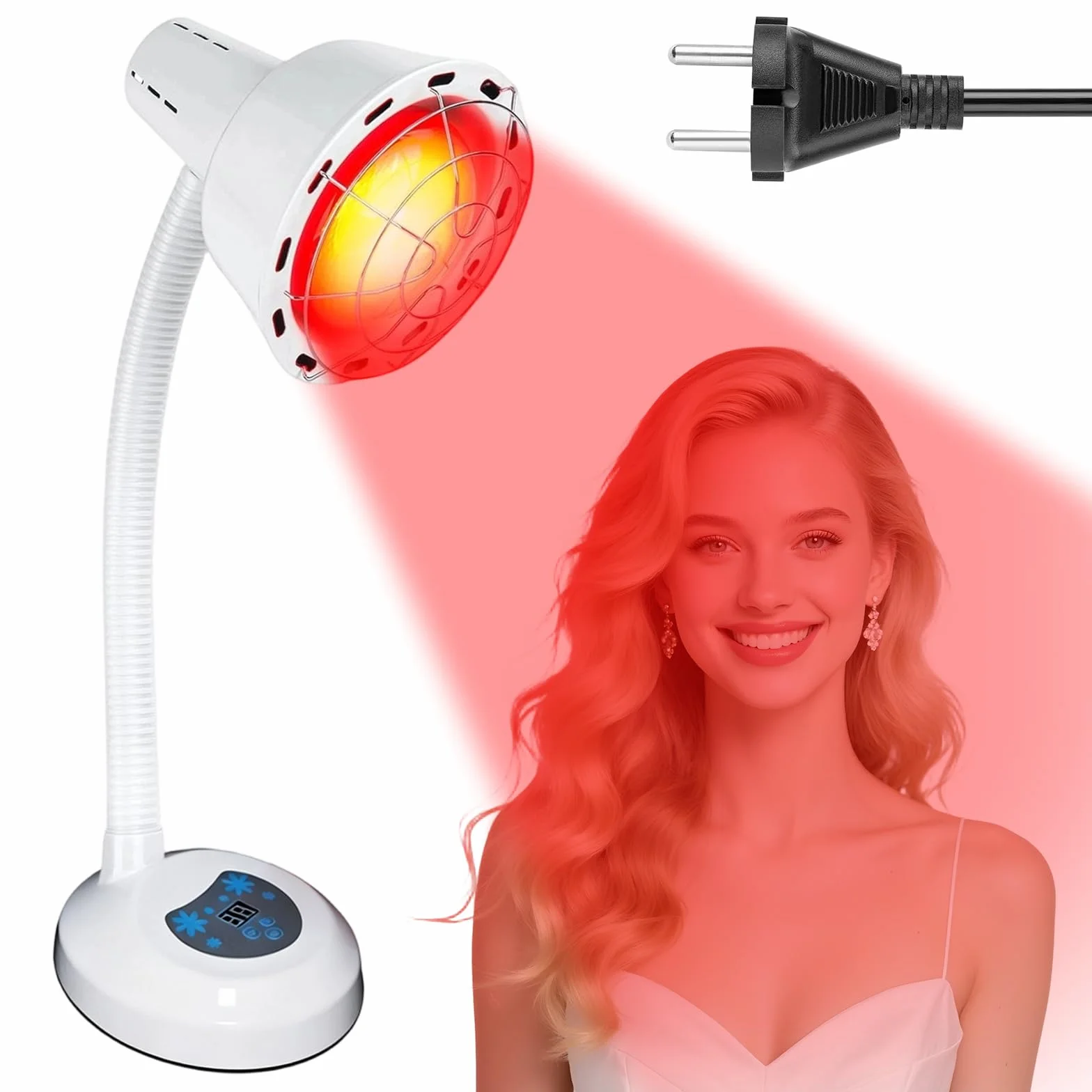 Lampa grzewcza na podczerwień 275 W, lampa na podczerwień z siatką ochronną, 10 poziomów regulacji temperatury i timera, aby rozluźnić zmęczone mięśnie