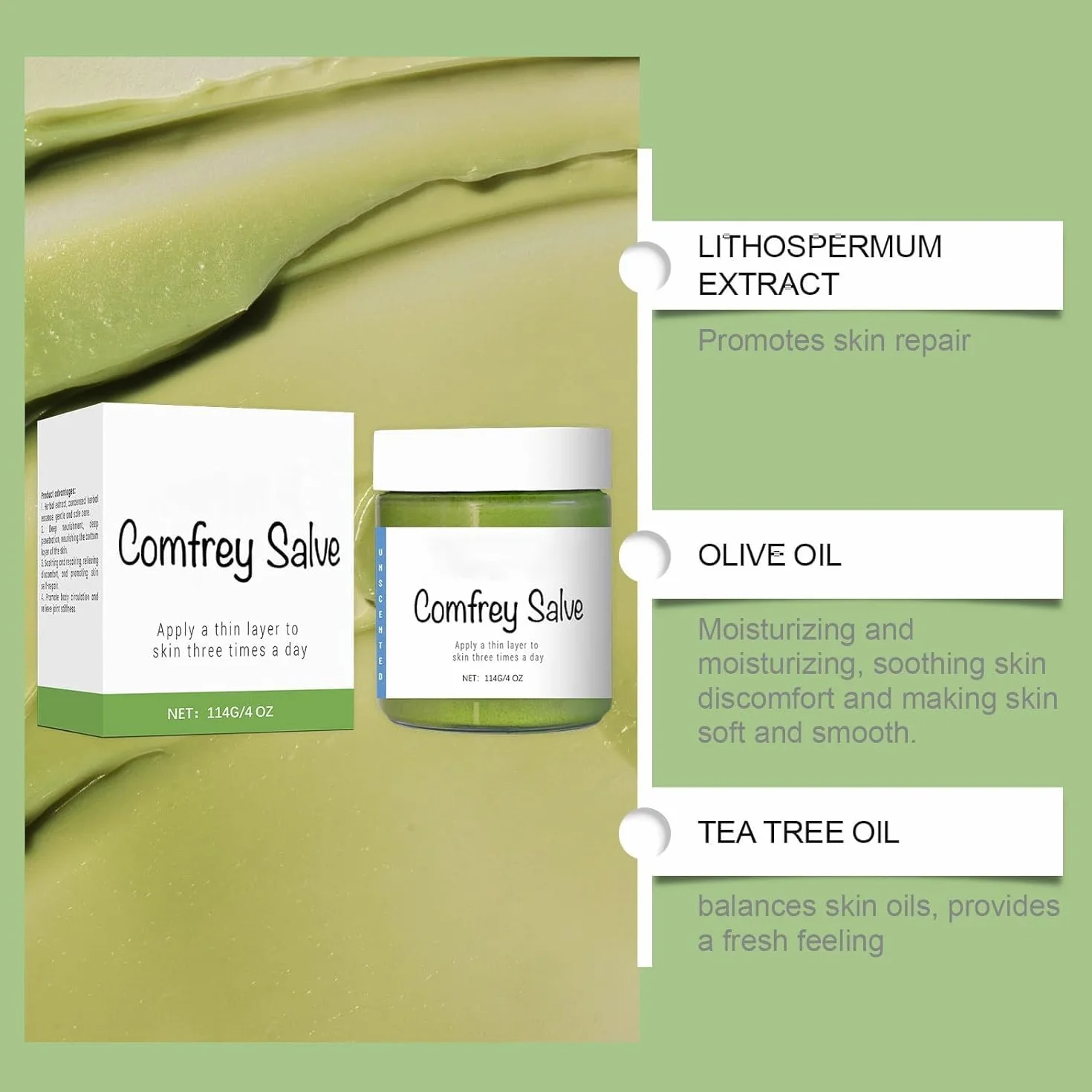 Cholig Organic Herbal Comfrey Salve 4oz, Skin Body Care (2 Szt.)