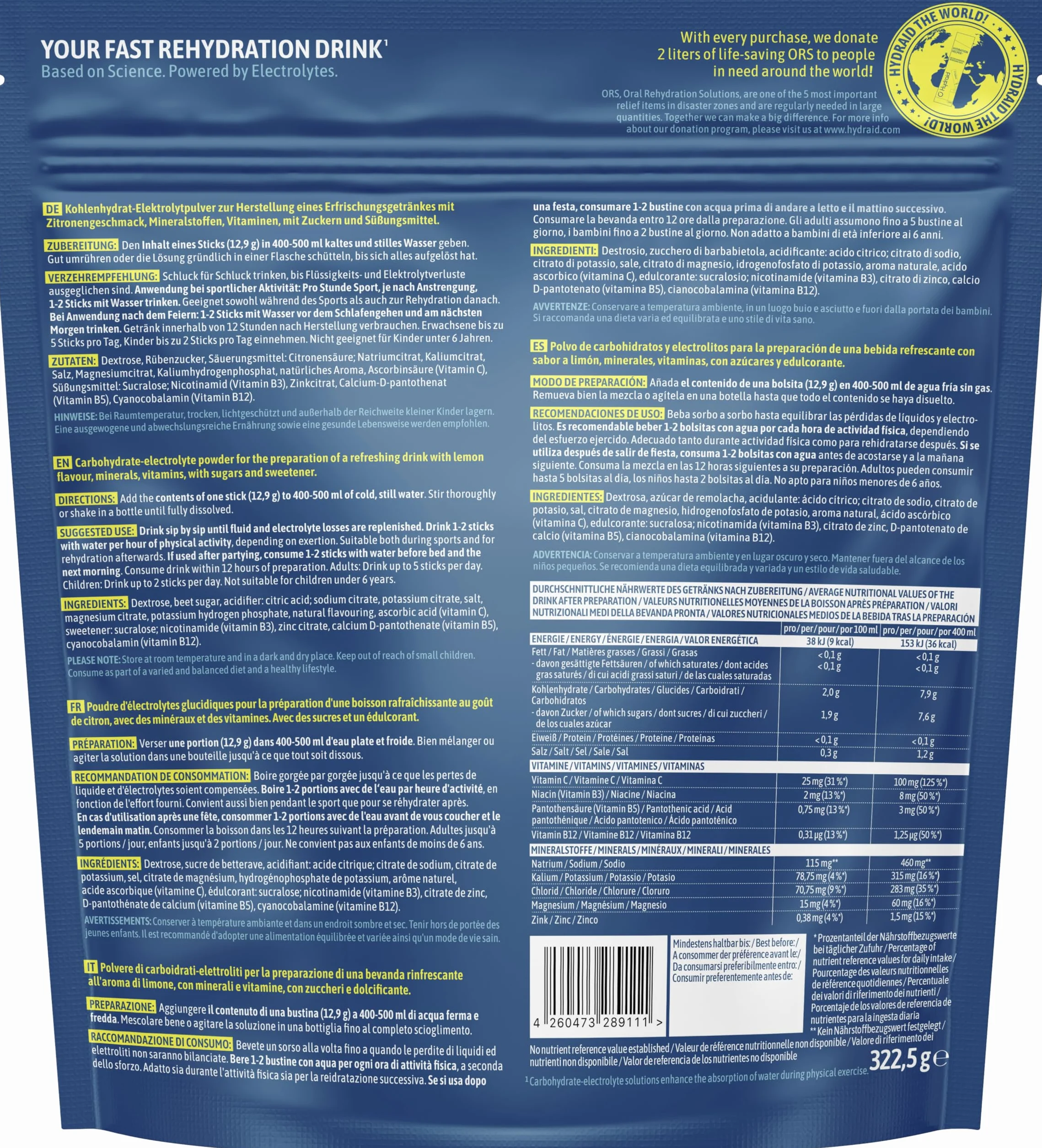 Hydraid Hydration Helper Electrolytes Powder Rapid Rehydration Recovery 25 saszetek Mango-Marakuja