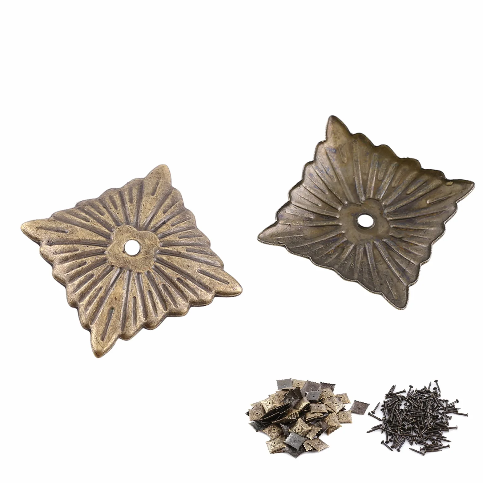 100 szt. Vintage Gwoździe Tapicerskie Vintage Eleganckie, Gwoździe Tapicerskie Chinchetas Gwoździe Tapicerskie Brąz Metalowa Zawieszka Meble Sofa Drzwi do Butów Dekoracyjny Kołek