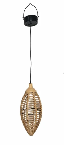 Gadgy Lampy solarne rattanowe do użytku na zewnątrz – zestaw 2 lamp wiszących LED z rattanu – dekoracyjne oświetlenie ogrodowe na taras i balkon – odporne na warunki atmosferyczne solarne lampy