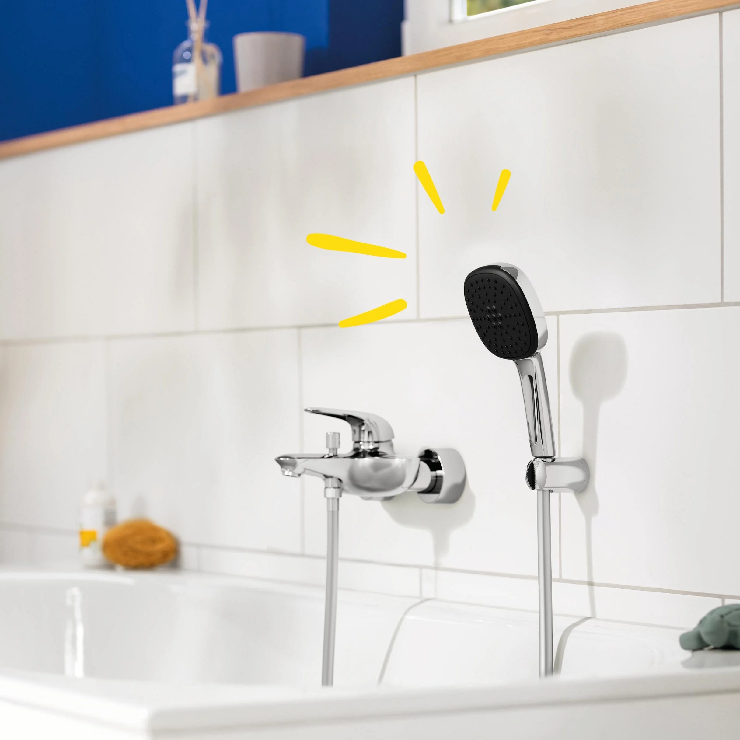 GROHE Vitalio Comfort 110 zestaw uchwytów ściennych (oszczędność wody, słuchawka prysznicowa, 2 rodzaje strumienia, wąż prysznicowy 1.750, uchwyt prysznicowy, wiercenie lub klejenie), chrom, 26399001