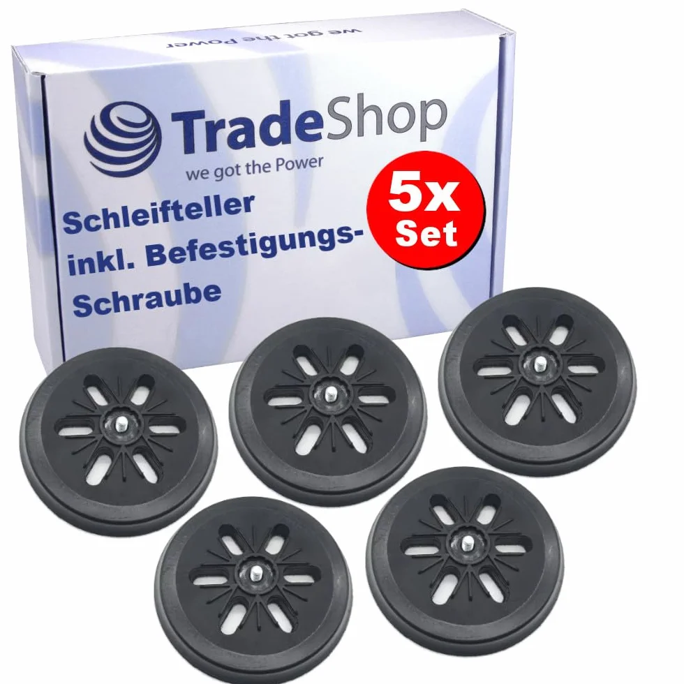 Trade-Shop 5 x talerz szlifierski/talerz podporowy/talerz samoprzylepny, kompatybilny ze szlifierkami mimośrodowymi Bosch zamiennik 2608601052 / średnica 150 mm, średnio twarda, rzep